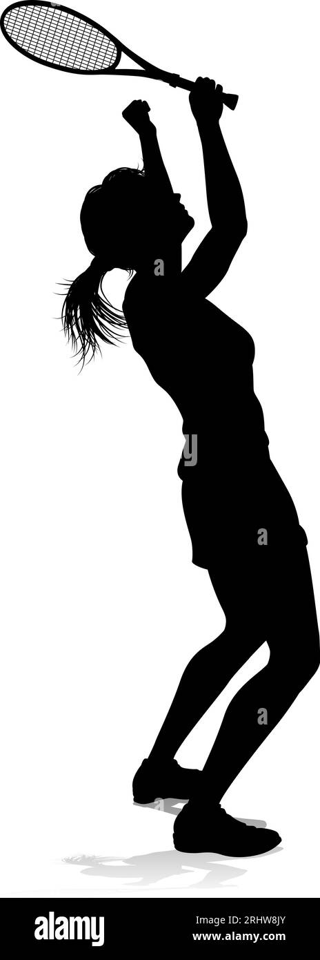 Tennis Silhouette Sport Player Femme Illustration de Vecteur