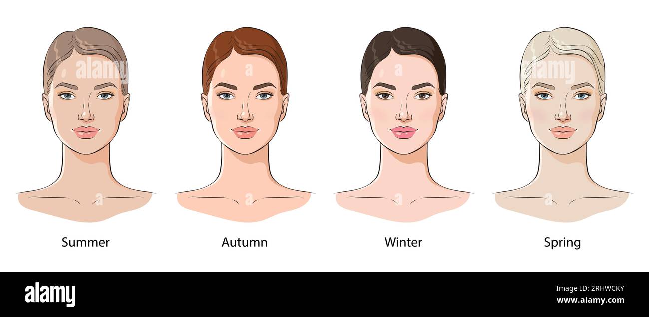Types de couleur d'apparence féminine, illustration vectorielle. Illustration de Vecteur