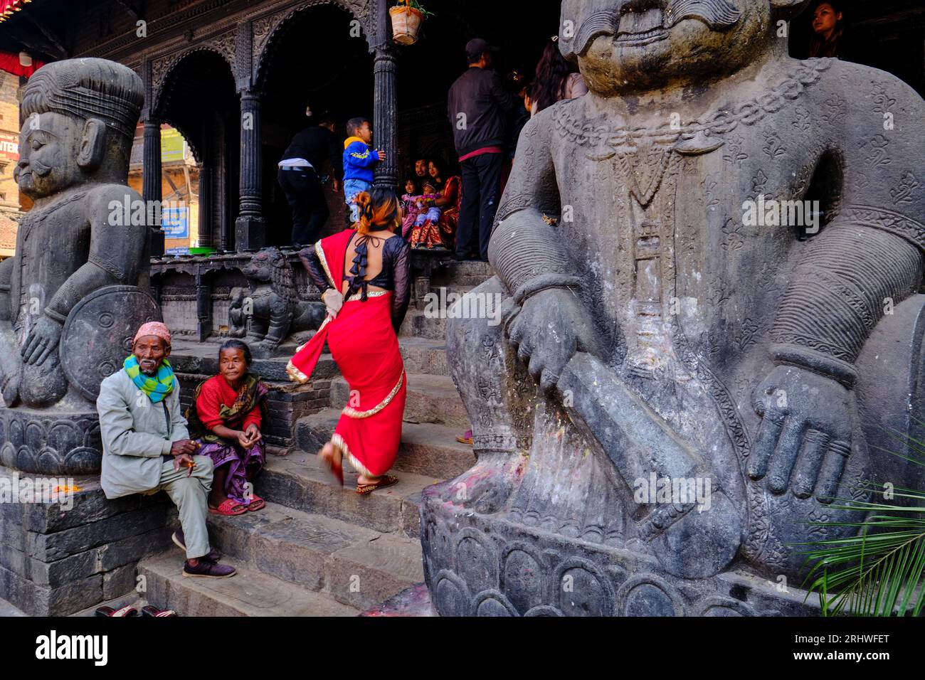 Népal, vallée de Katmandou, ville de Bhaktapur, place Dattatreya, Temple Dattatreya Banque D'Images