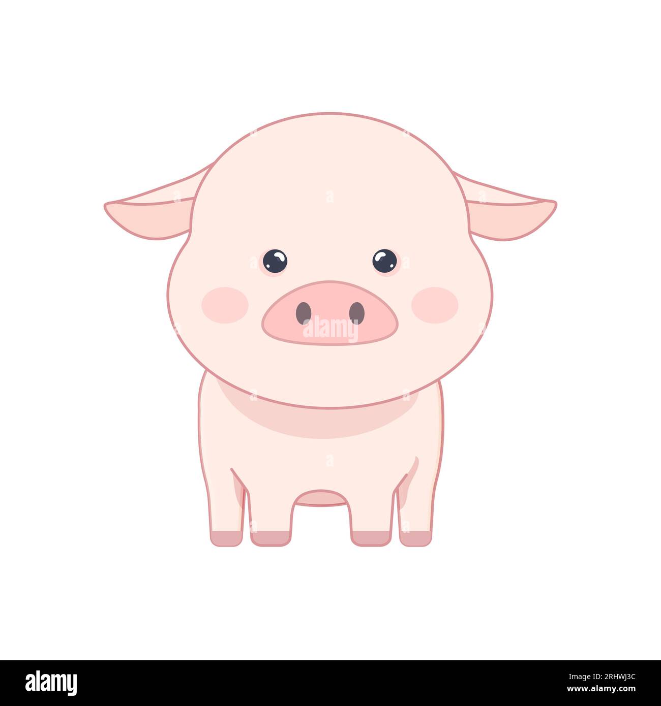 mignon cochon kawaii sur fond blanc isolé vegan thème Illustration de Vecteur