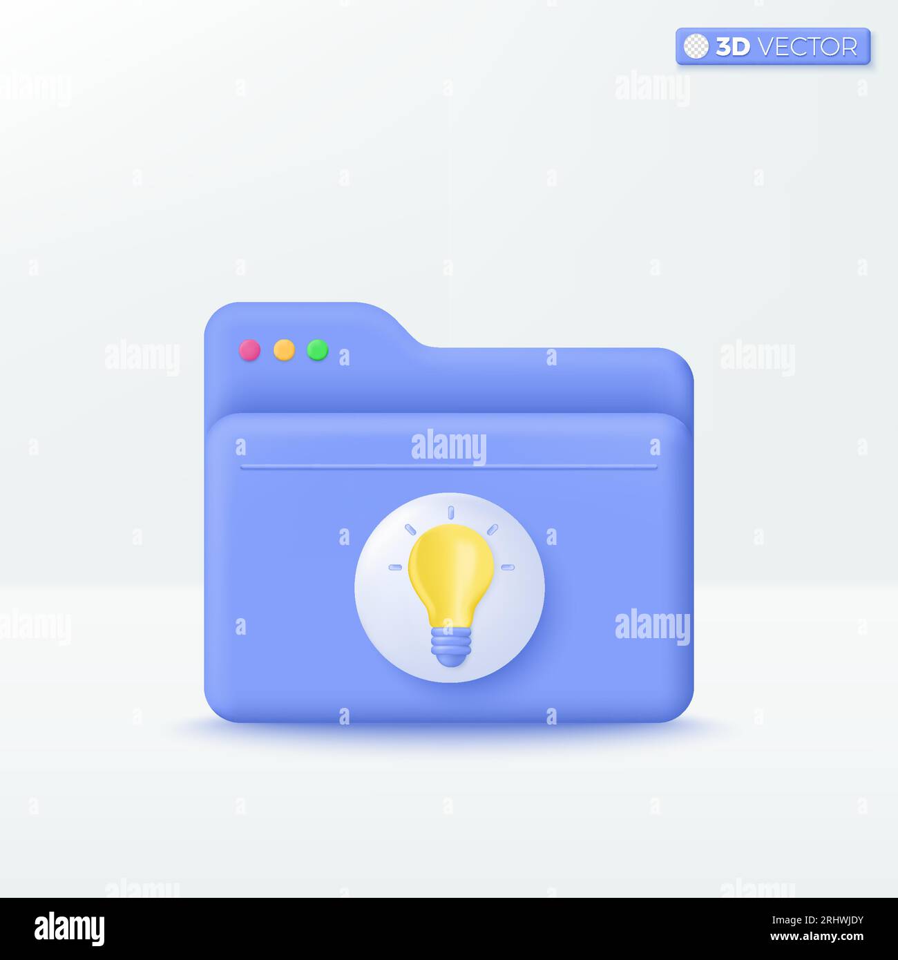 Icône d'IDÉE de dossier. Portefeuille d'informations en ligne pour la présentation, la recherche confortable, les données stockées, concept de gestion de fichiers. Isolation vectorielle 3D. Illustration de Vecteur