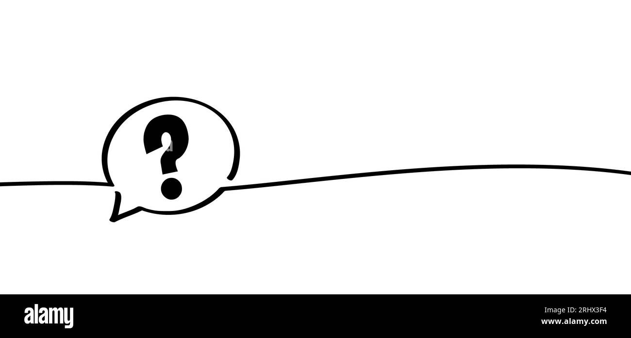 Paterne de ligne dessinée. bulle continue avec point d'interrogation. Icône jurer, dialoguer, parler. Pictogramme de conversation ou de chat. Parler, parler bu Banque D'Images