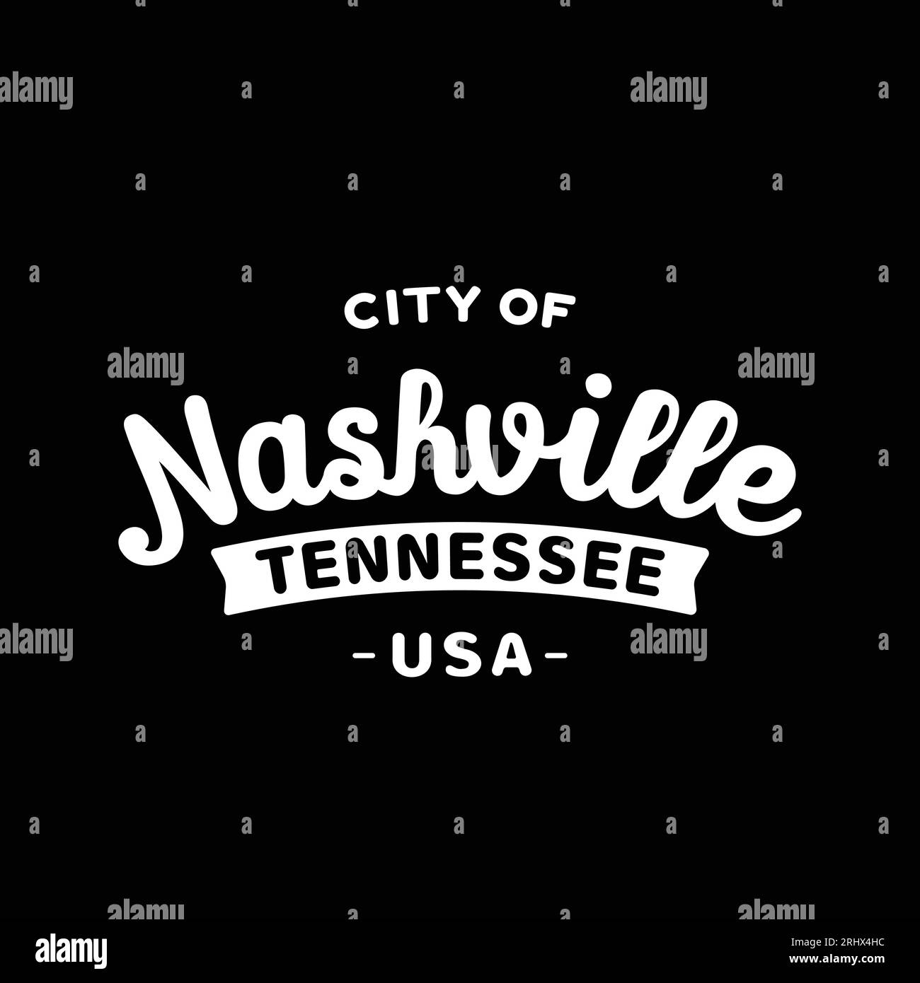 Modèle de conception de lettrage Nashville. Nashville, Tennessee conception typographique. Vecteur et illustration. Illustration de Vecteur