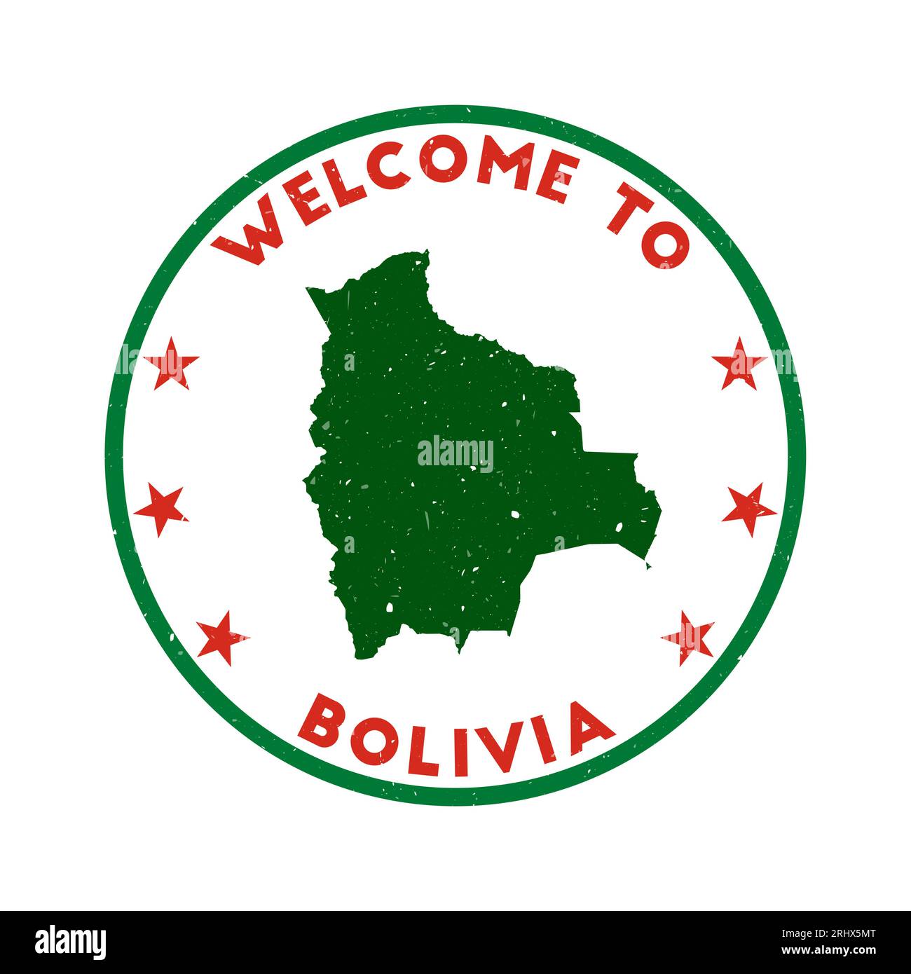 Bienvenue au tampon Bolivie. Timbre rond de pays grunge avec texture dans le thème de couleur Fatal Fury. Sceau de Bolivie géométrique de style vintage. Illustration de Vecteur