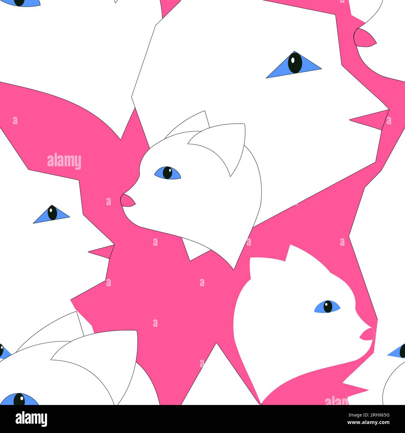 texture de chat sur un fond rose avec des yeux bleus Illustration de Vecteur