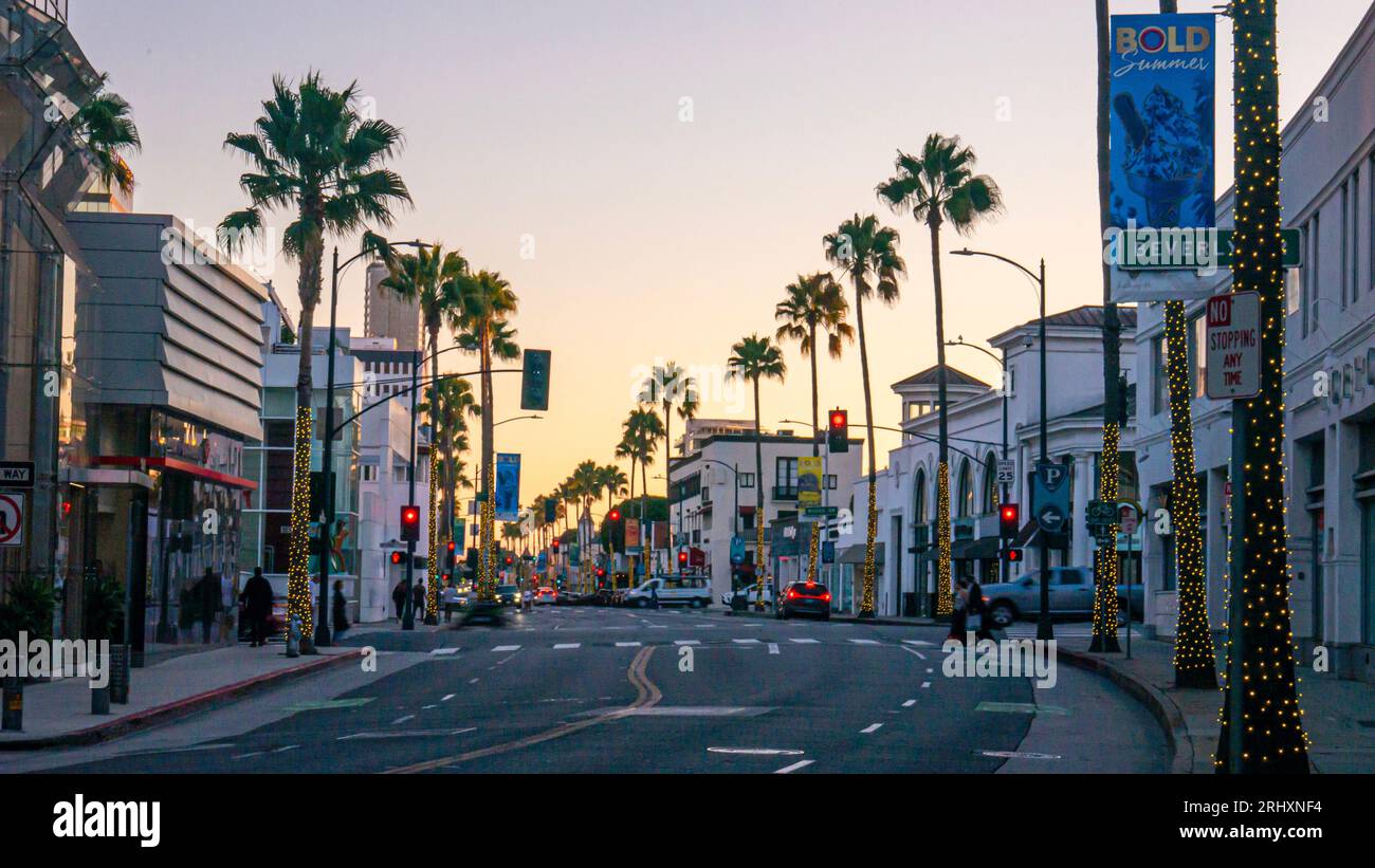 Beverly Drive et Rodeo Drive, Beverly Hills, Californie Banque D'Images