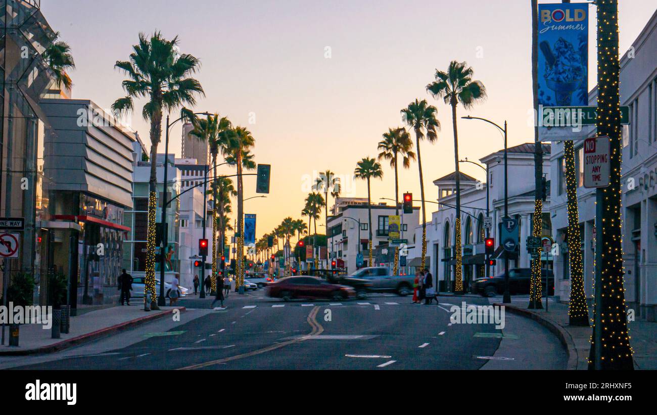 Beverly Drive et Rodeo Drive, Beverly Hills, Californie Banque D'Images