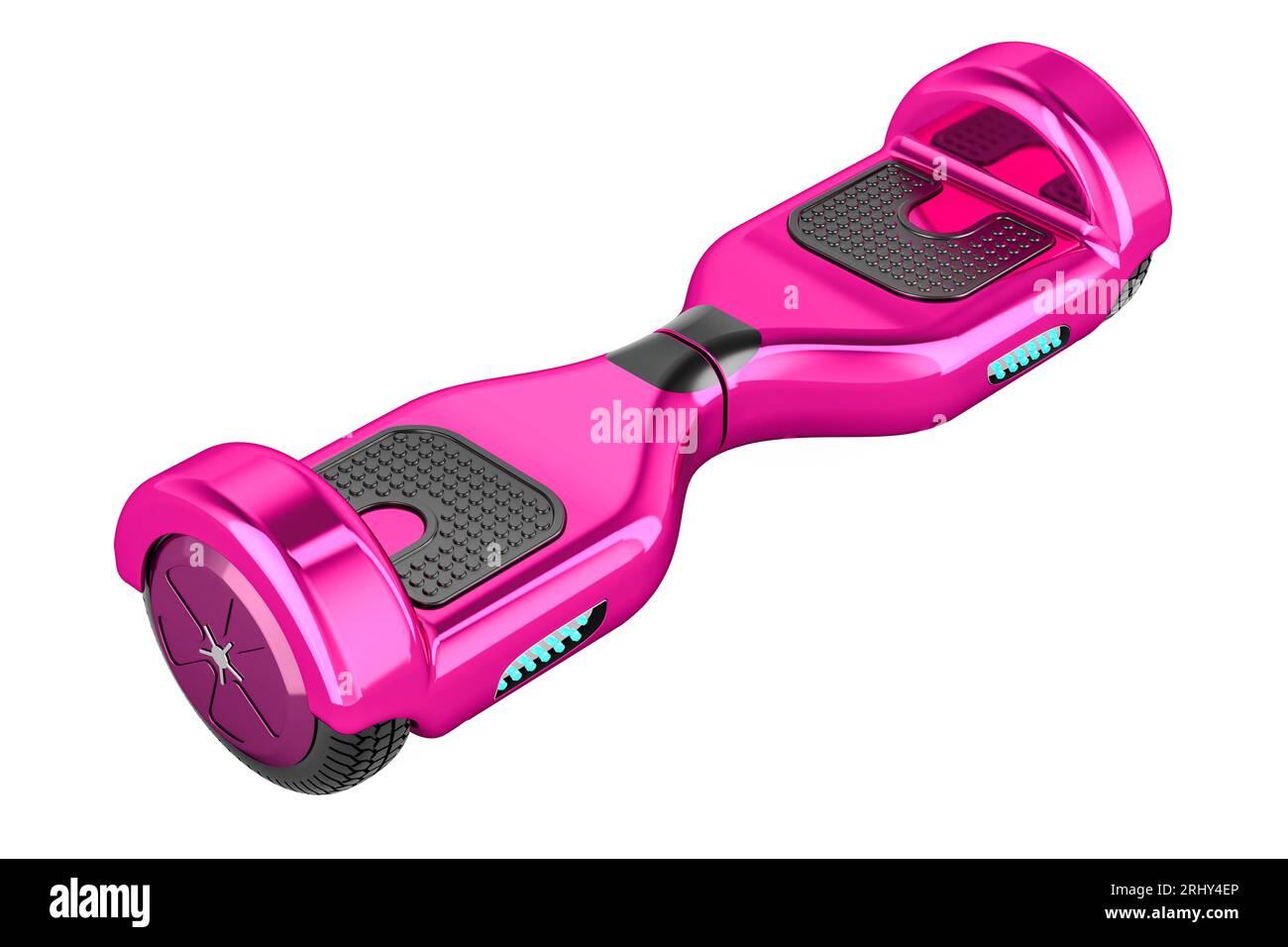 Hoverboard rose ou scooter auto-équilibré, rendu 3D isolé sur fond blanc Banque D'Images