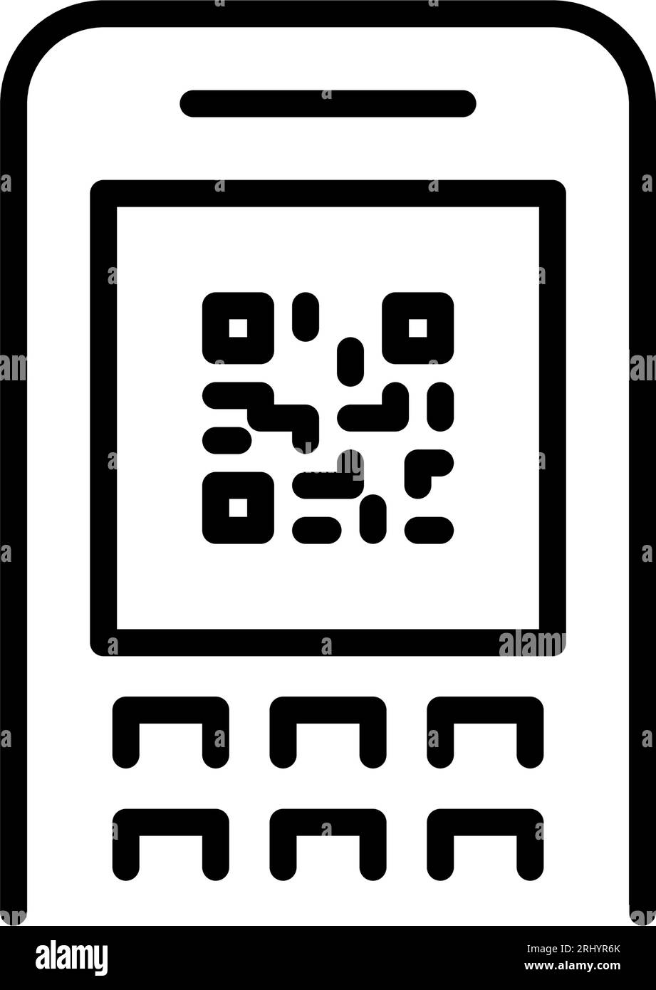 Code QR sur un terminal de paiement. Moyens de paiement sans contact. Contour modifiable et parfait au pixel près Illustration de Vecteur