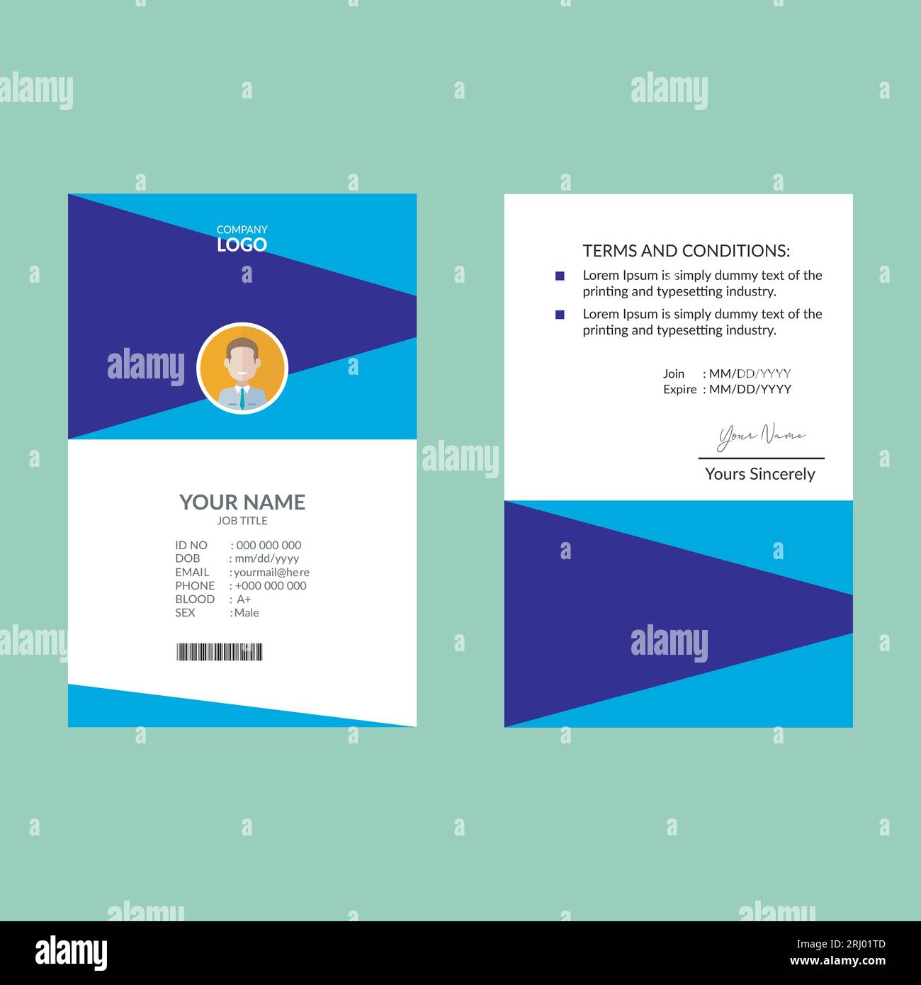 Modèle élégant de conception de carte d'identité Illustration de Vecteur