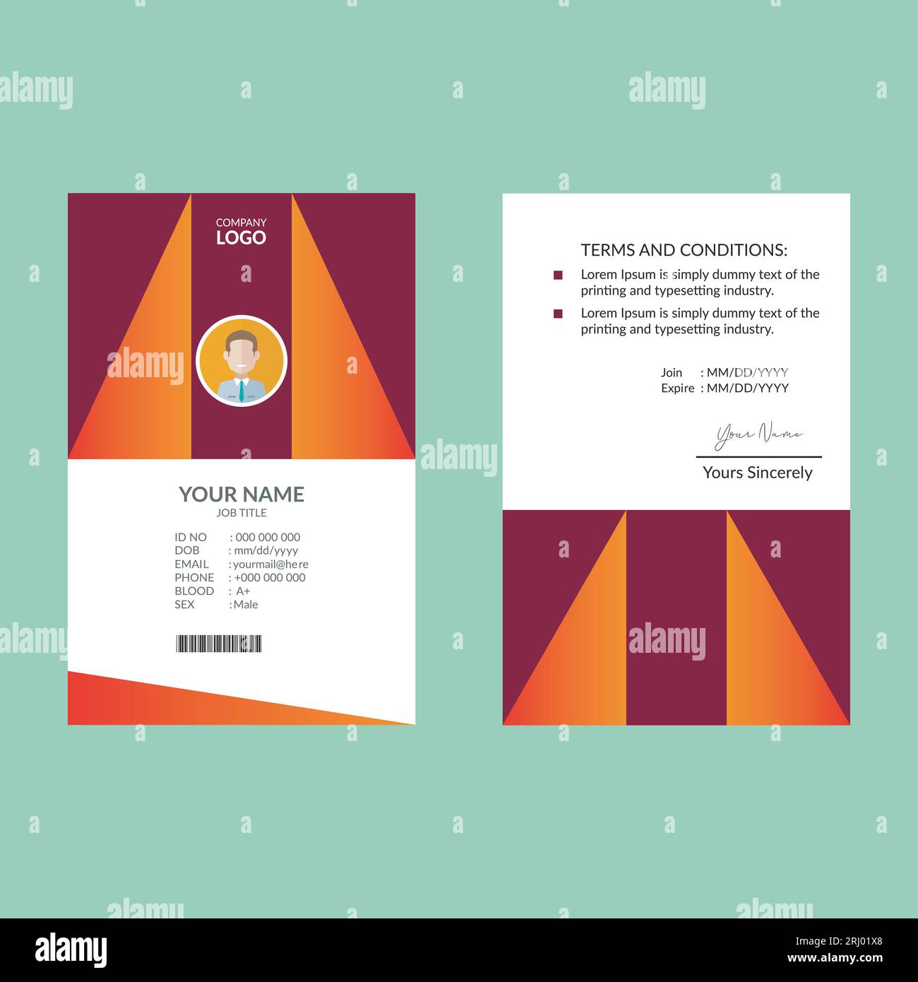 Modèle élégant de conception de carte d'identité Illustration de Vecteur