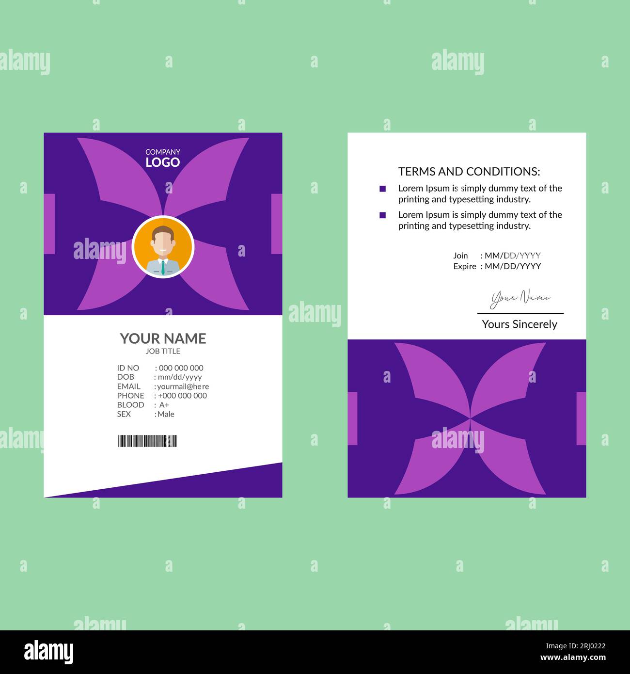 Modèle élégant de conception de carte d'identité Illustration de Vecteur