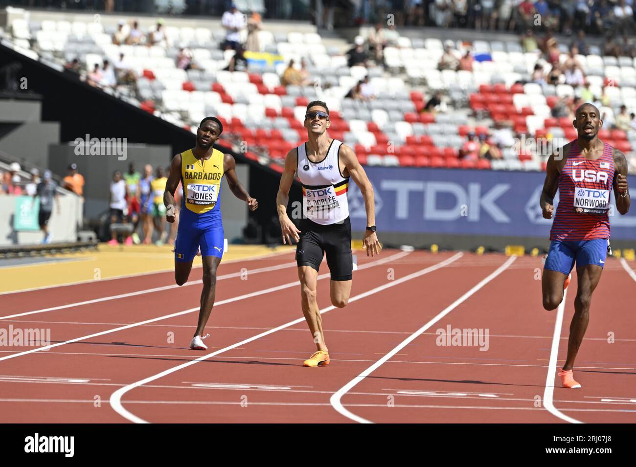 Budapest, Hongrie. 20 août 2023. Le Belge Dylan Borlee photographié en action lors des manches masculines du 400 m haies aux Championnats du monde d'athlétisme à Budapest, en Hongrie, le dimanche 20 août 2023. Les mondiaux se déroulent du 19 au 27 août 2023. BELGA PHOTO ERIC LALMAND crédit : Belga News Agency/Alamy Live News Banque D'Images