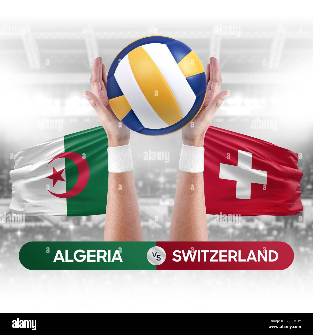 Algérie vs Suisse concept de compétition de volley-ball des équipes nationales de volley-ball. Banque D'Images