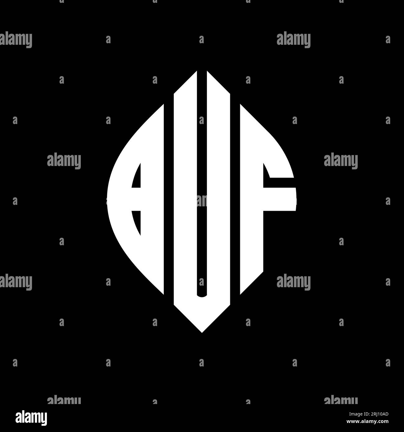Conception de logo de lettre cercle BUF avec forme de cercle et d'ellipse. Lettres elliptiques BUF avec style typographique. Les trois initiales forment un logo circulaire. BUF ci Illustration de Vecteur