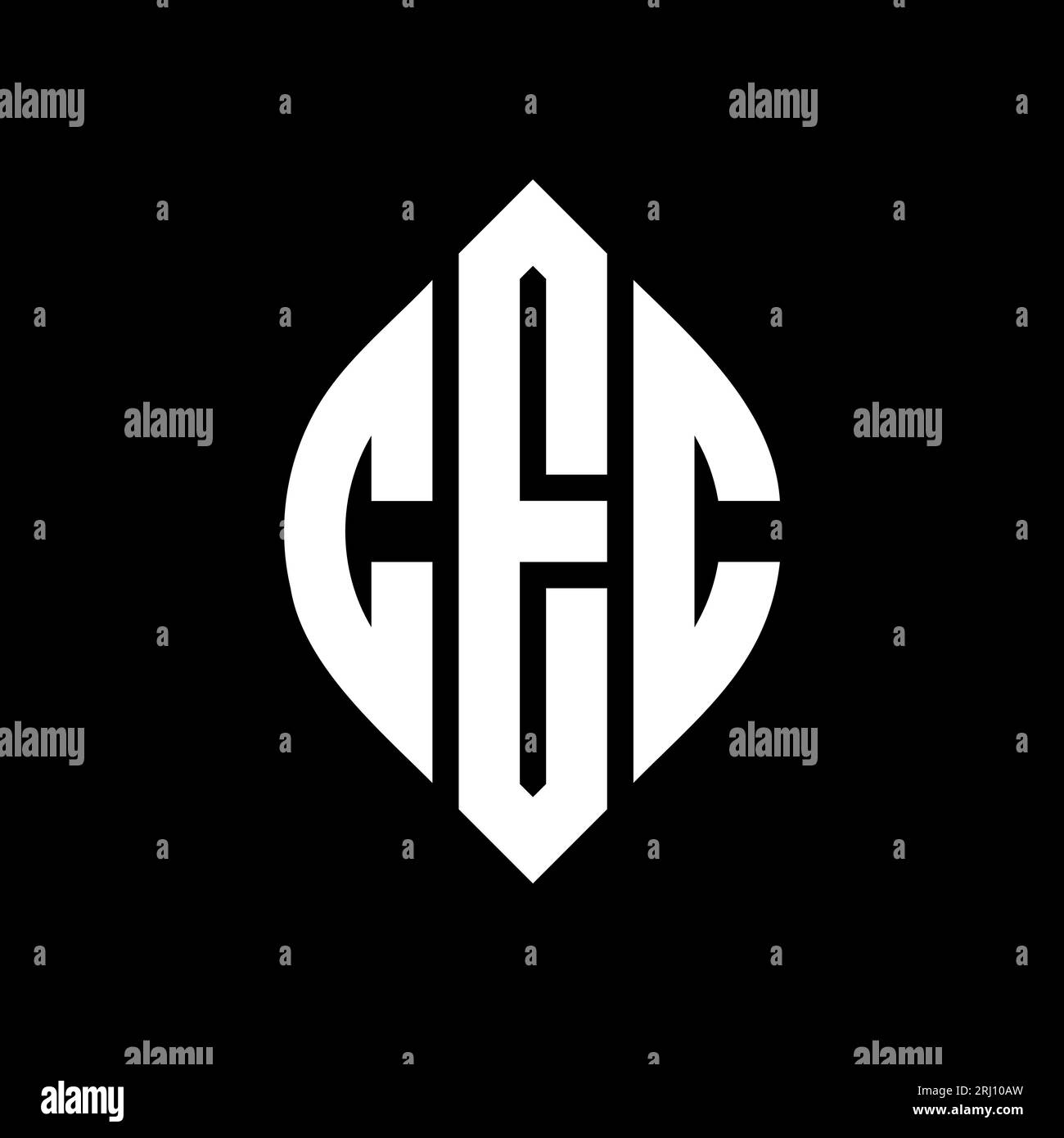 Logo CEC en forme de cercle et d'ellipse. Lettres elliptiques CEC avec style typographique. Les trois initiales forment un logo circulaire. Ci CEC Illustration de Vecteur