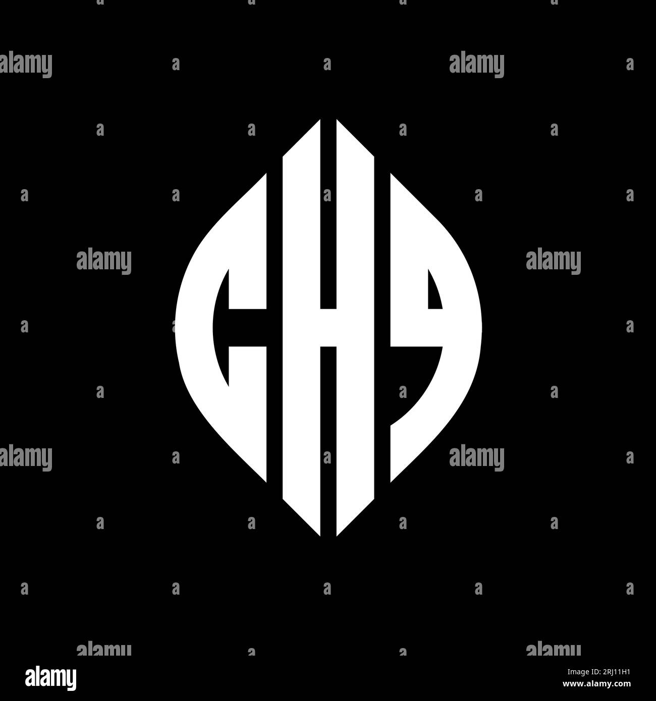Conception de logo de lettre cercle CHQ avec forme de cercle et d'ellipse. Lettres elliptiques CHQ avec style typographique. Les trois initiales forment un logo circulaire. CHQ ci Illustration de Vecteur