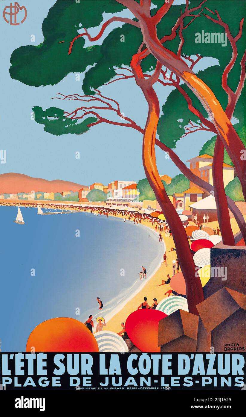 Côte d’Azur, France, affiche de voyage Vintage par Roger broders c.1927 Banque D'Images Côte d’Azur, France, affiche de voyage Vintage par Roger broders c.1927 Banque D'Images