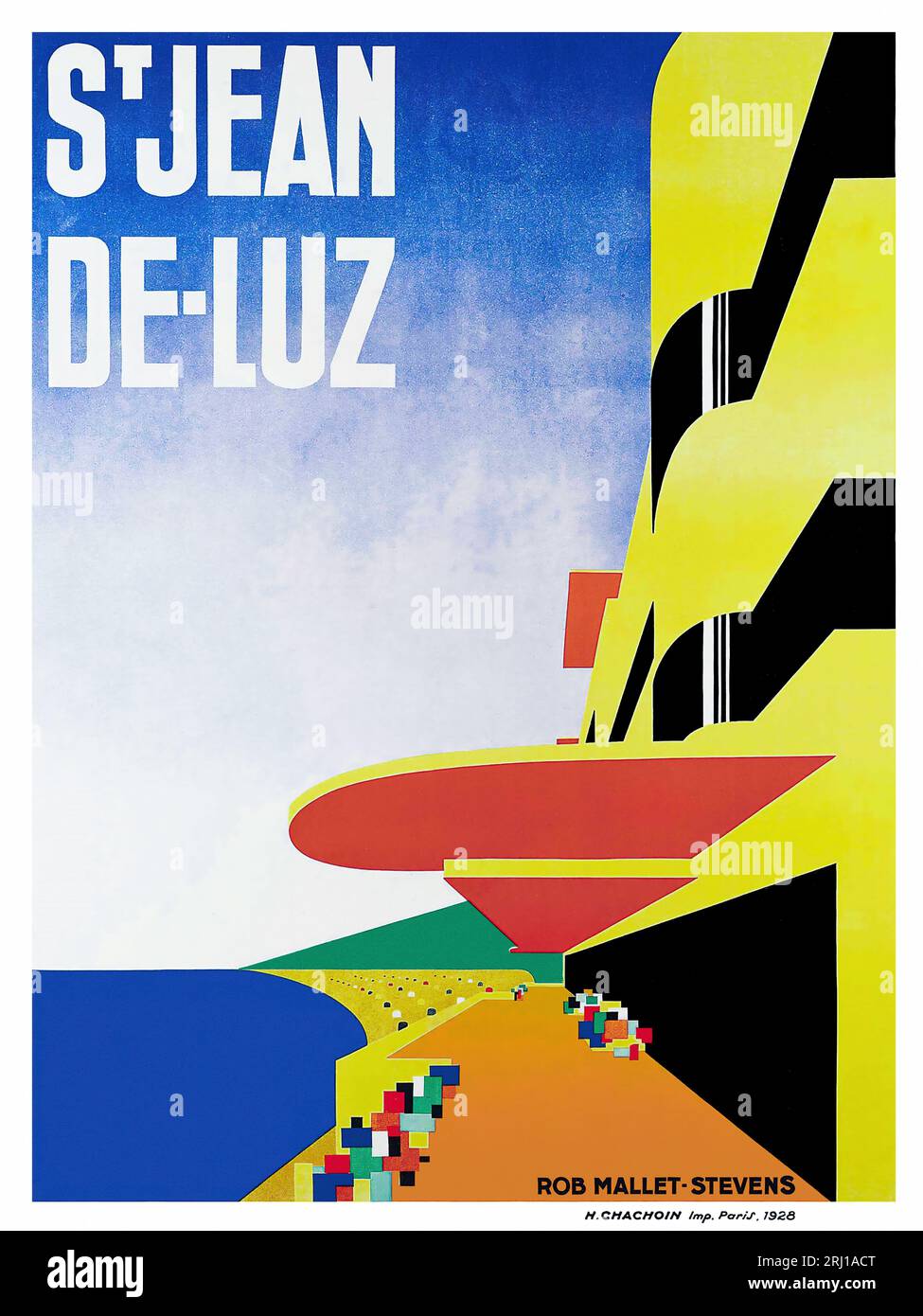 1928 affiche de St. Jean de-Luz, pays Basque, France Banque D'Images