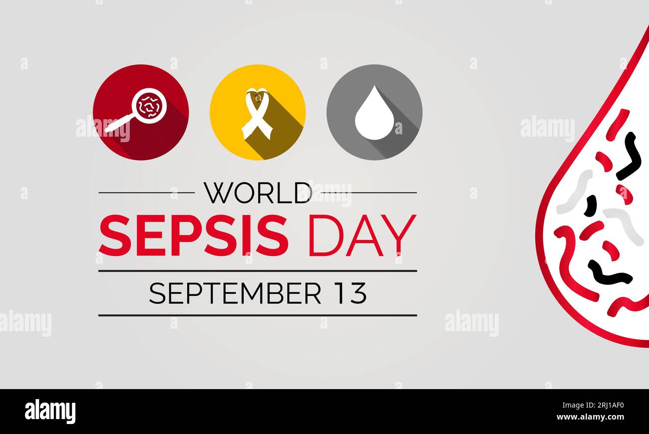 La Journée mondiale du sepsis amplifie la sensibilisation, l'éducation et l'action mondiale pour un avenir plus sain. Bannière d'illustration vectorielle Uniting Against Silent Threats te Illustration de Vecteur