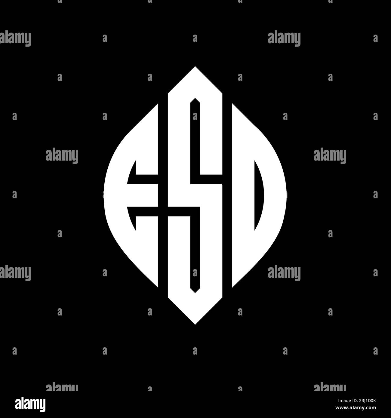 Logo circulaire ESD avec forme de cercle et d'ellipse. Lettres elliptiques ESD avec style typographique. Les trois initiales forment un logo circulaire. Ci ESD Illustration de Vecteur