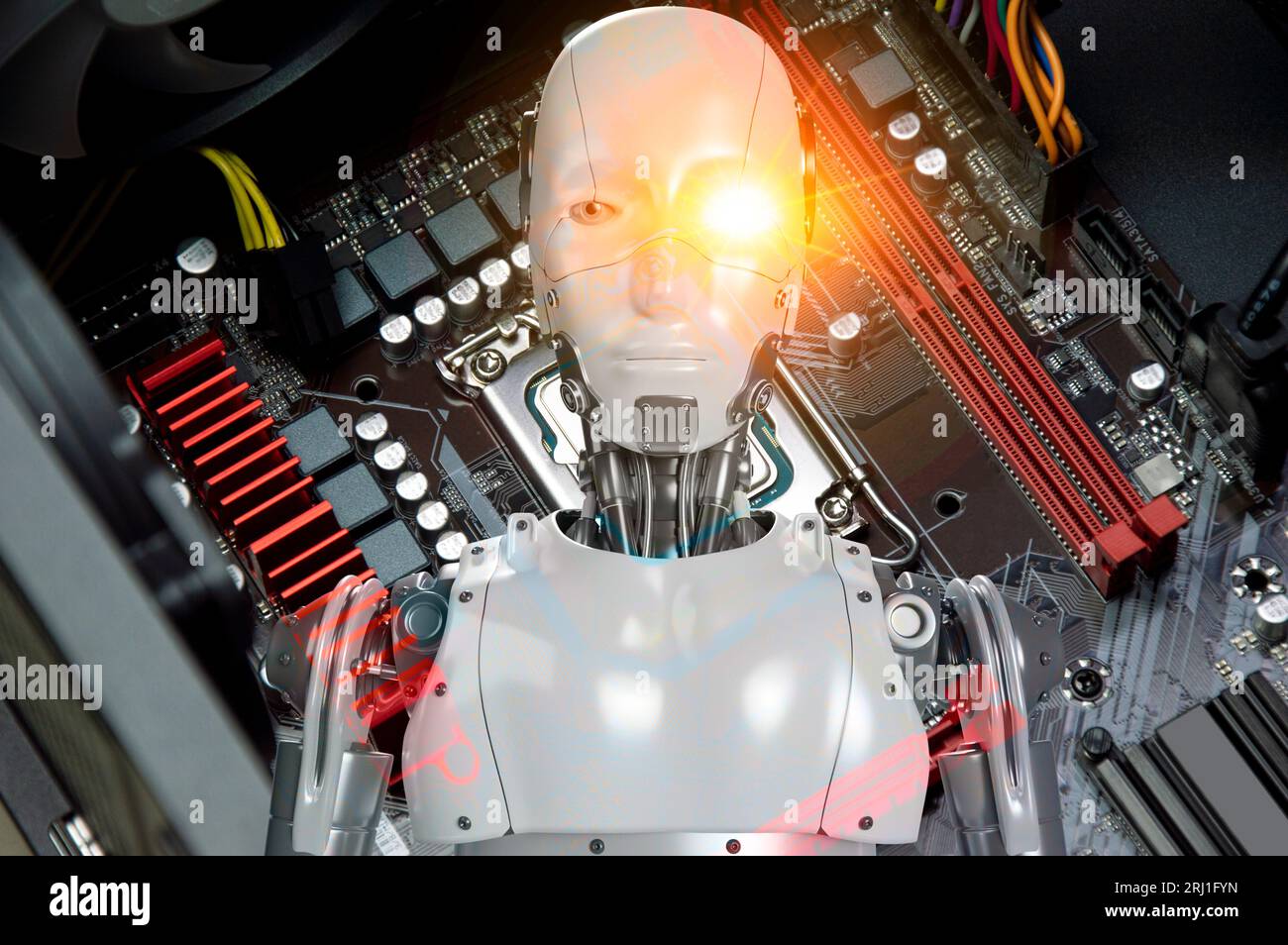 Le concept et le développement de l’intelligence artificielle et l’auto-apprentissage de l’intelligence artificielle, les chatbots. Banque D'Images