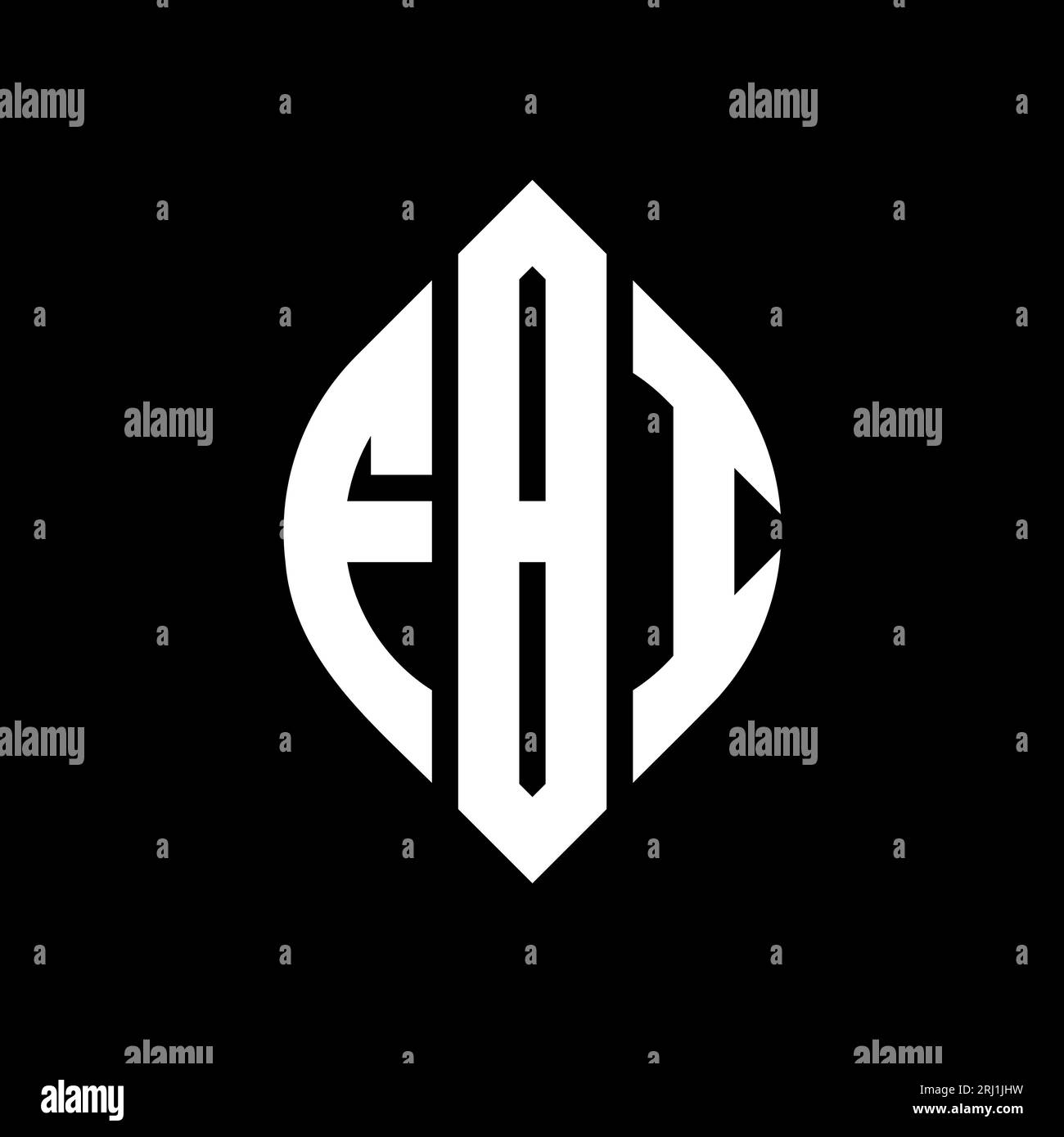 Logo de lettre cercle FBI avec forme de cercle et d'ellipse. Lettres elliptiques FBI avec style typographique. Les trois initiales forment un logo circulaire. FBI ci Illustration de Vecteur