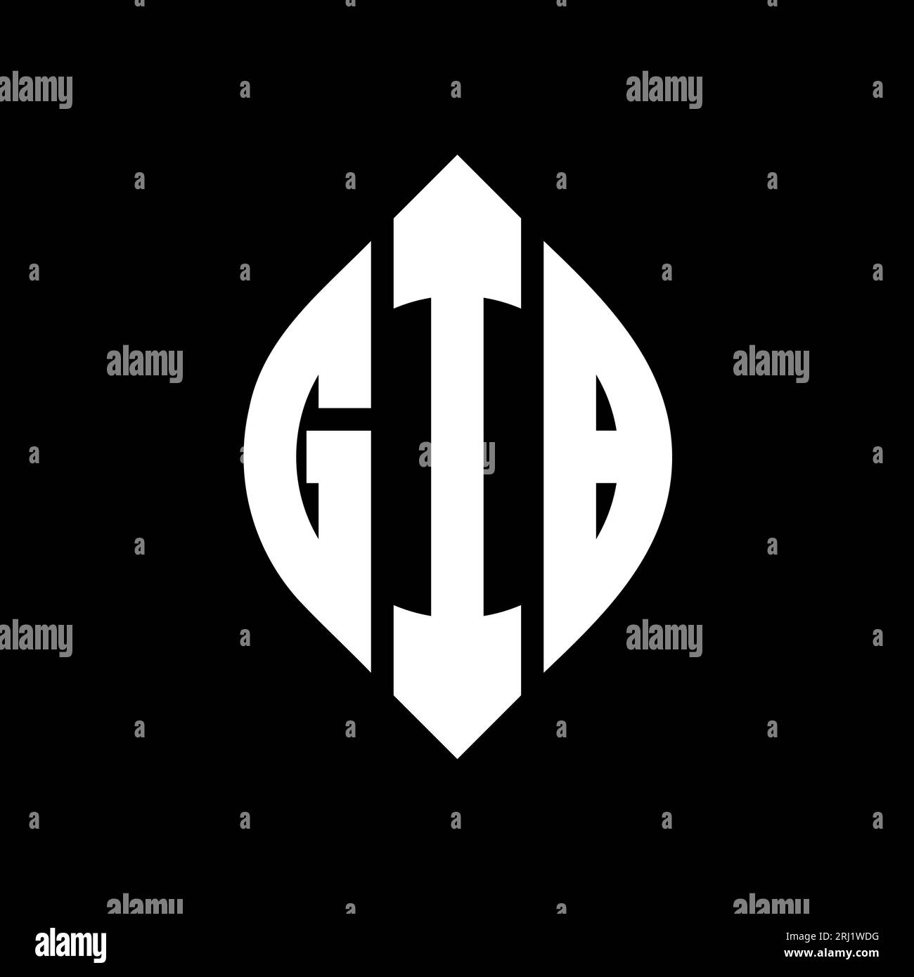 Logo GIB Circle avec forme de cercle et ellipse. Lettres elliptiques À GIB avec style typographique. Les trois initiales forment un logo circulaire. CIB Illustration de Vecteur