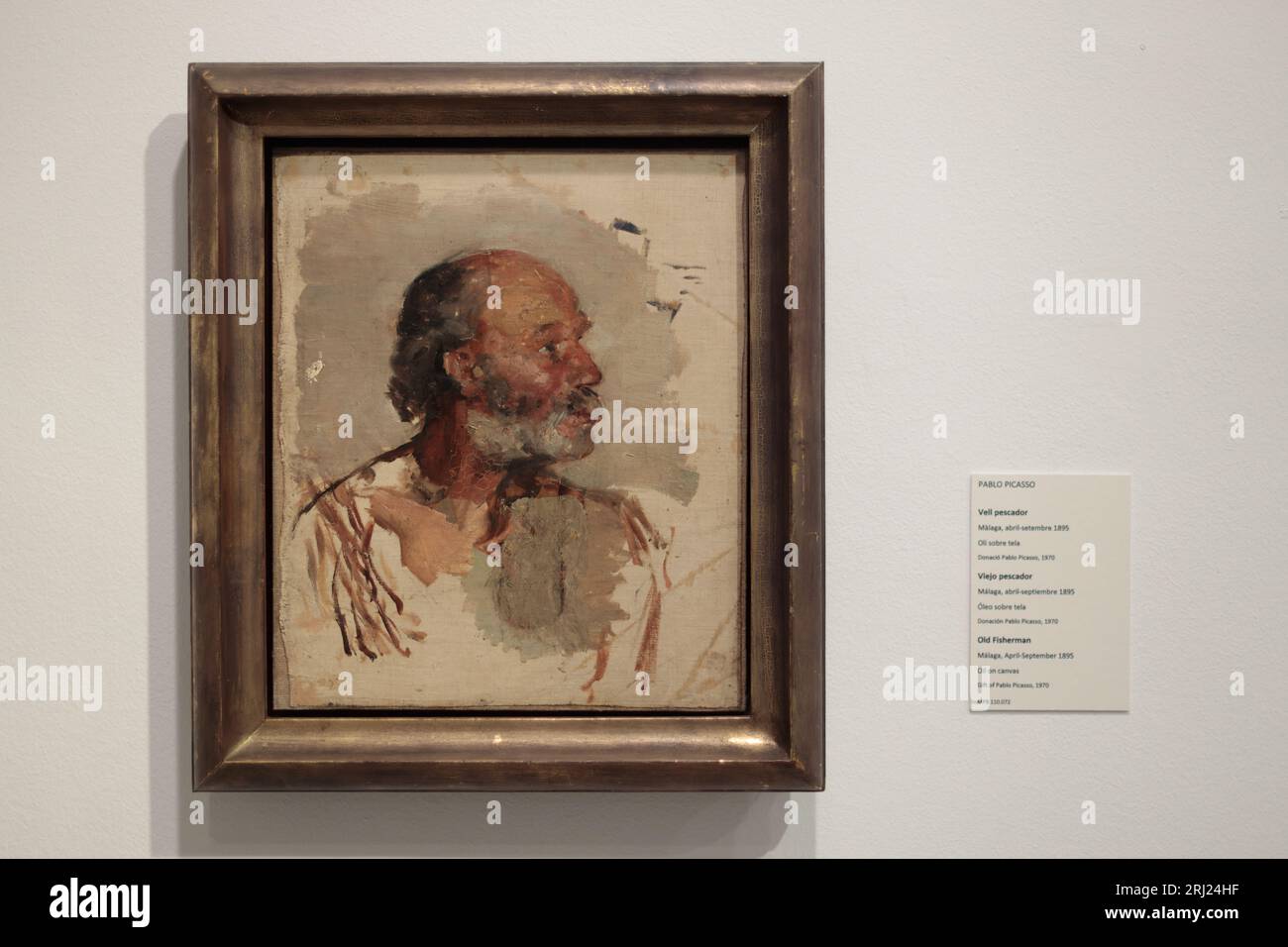 Tableau emblématique « le vieux pêcheur » de Pablo Picasso exposé à Barcelone Banque D'Images
