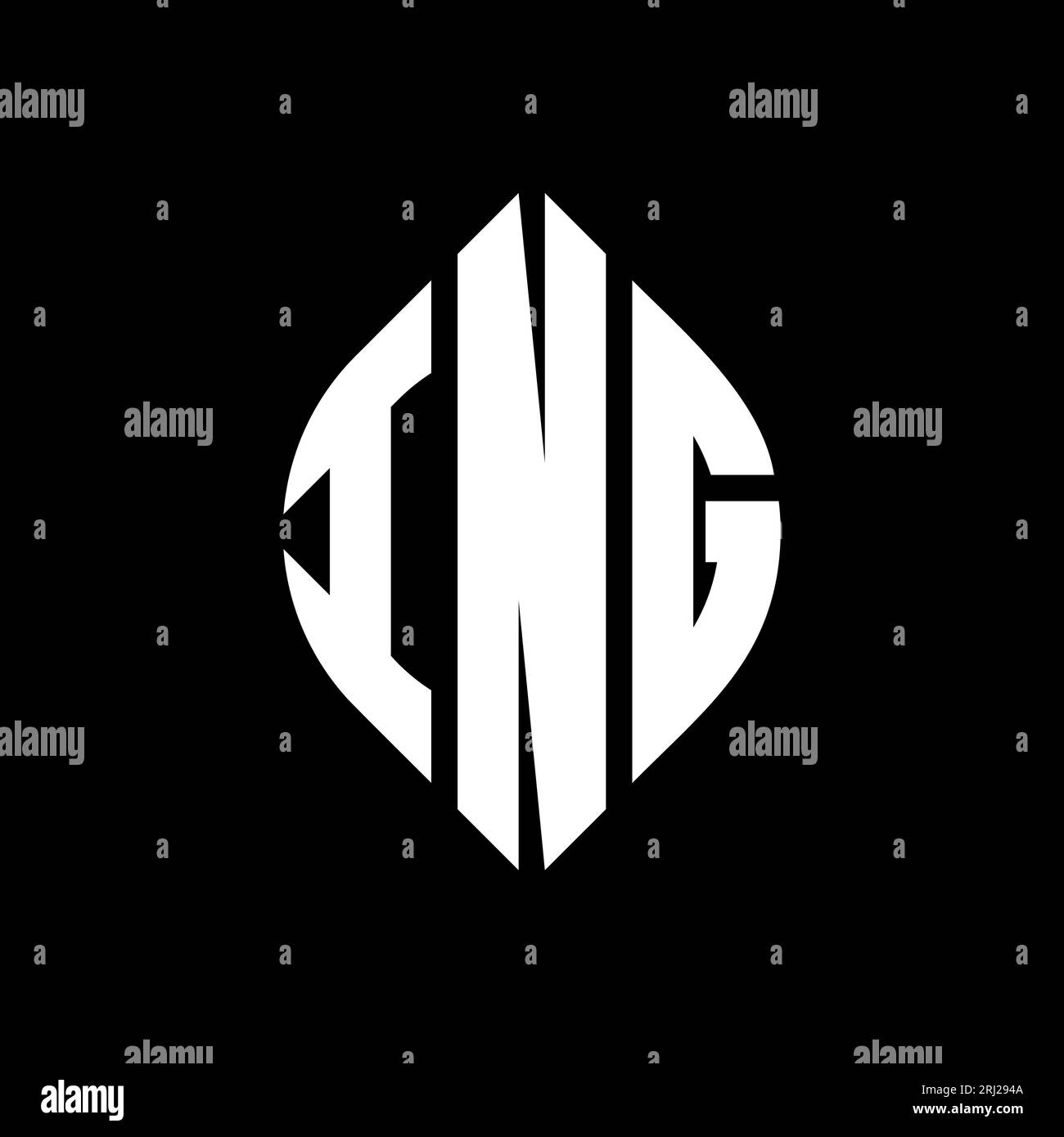 Logo de lettre circulaire ING avec forme de cercle et d'ellipse. Lettres elliptiques ING avec style typographique. Les trois initiales forment un logo circulaire. Ci ING Illustration de Vecteur