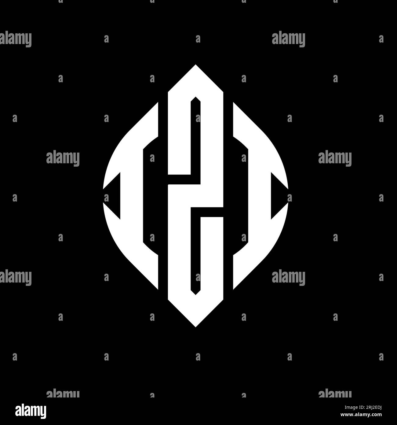 Logo de lettre cercle IZI avec forme de cercle et d'ellipse. Lettres elliptiques IZI avec style typographique. Les trois initiales forment un logo circulaire. Ci IZI Illustration de Vecteur