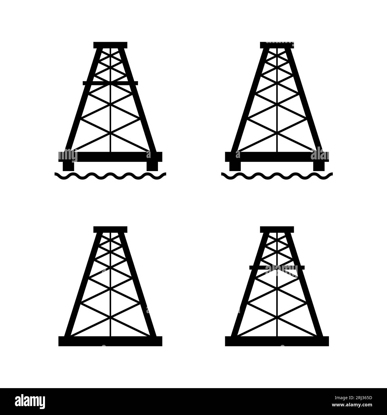 Ensemble d'icône graphique plate de plate de plate-forme pétrolière, signe de gaz de tour d'industrie de plate-forme de carburant, illustration vectorielle. Illustration de Vecteur