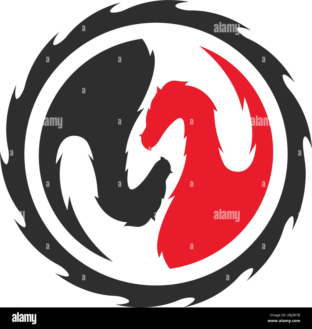 modèle de conception d'illustration vectorielle de concept dragon yin yang Illustration de Vecteur