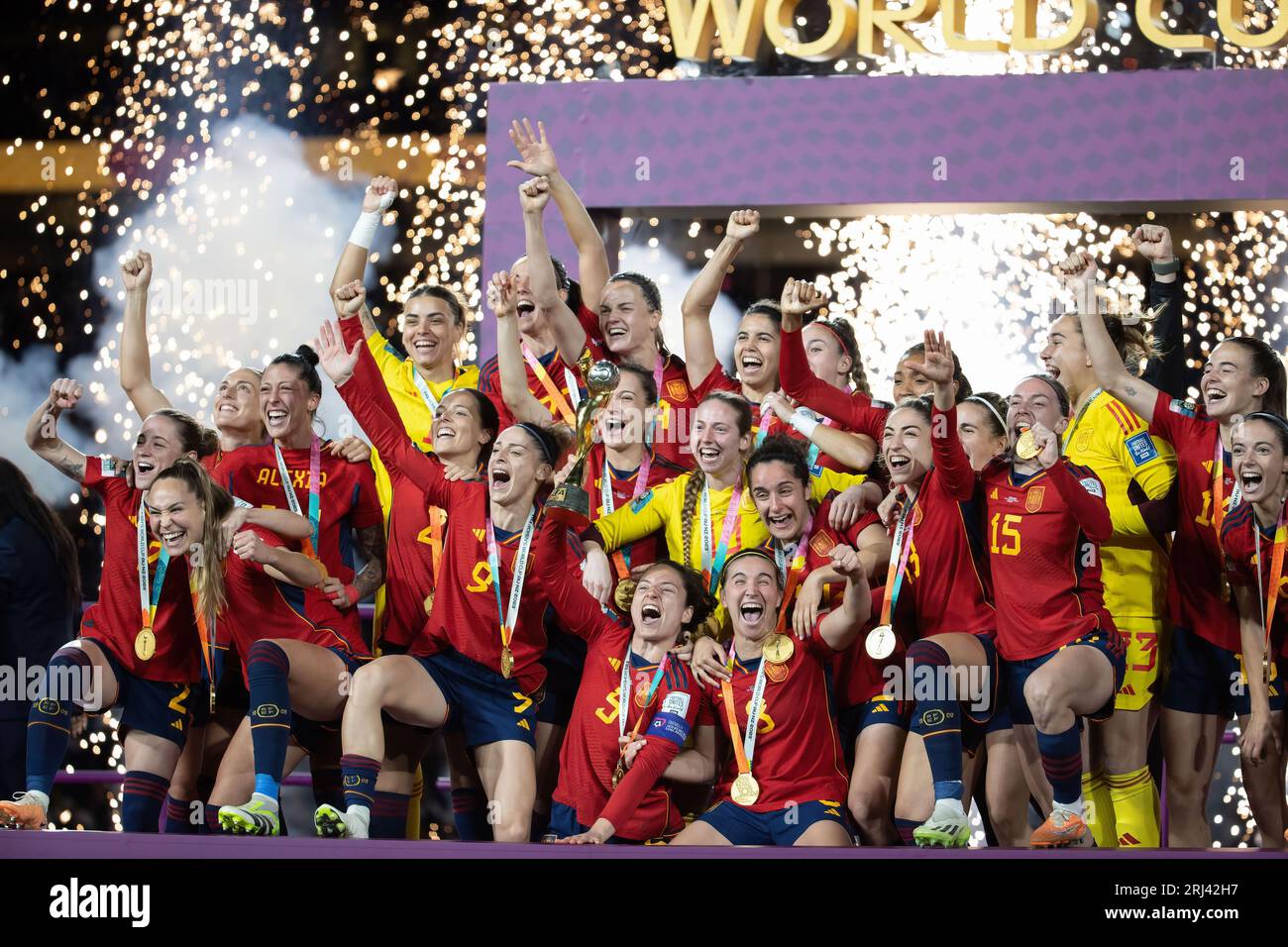 Sydney, Australie. 20 août 2023. L'équipe d'Espagne célèbre le titre de championne du monde lors du match final de la coupe du monde féminine de la FIFA 2023 2023 entre l'Espagne et l'Angleterre au Australia Stadium de Sydney. Score final : Espagne 1 - Angleterre 0. (Photo de Patricia Pérez Ferraro/SOPA Images/Sipa USA) crédit : SIPA USA/Alamy Live News Banque D'Images