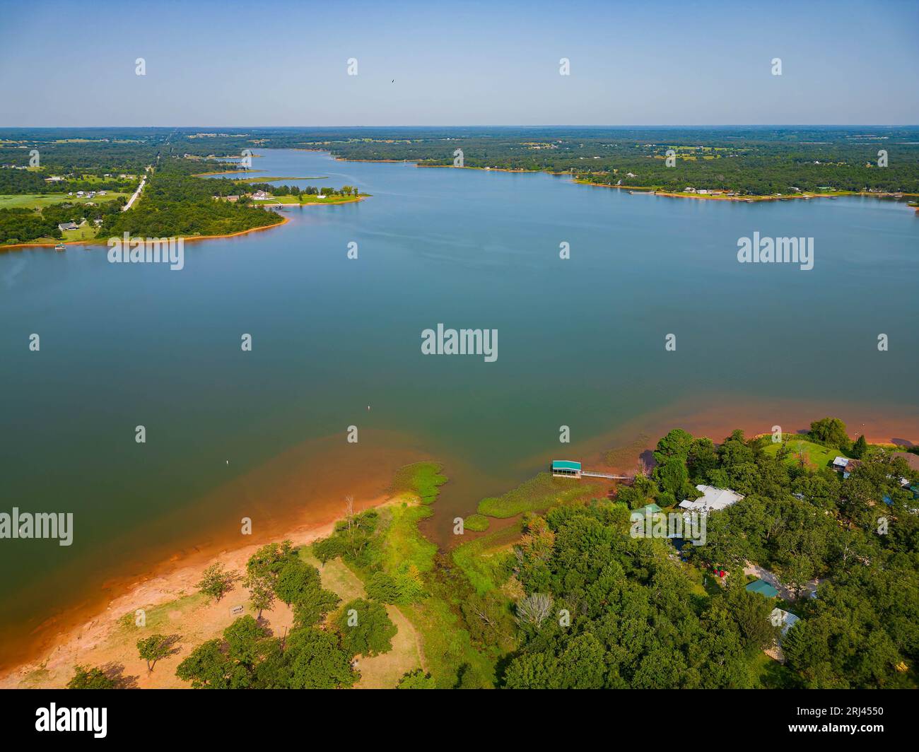 Vue aérienne du paysage du réservoir Shawnee à Oklahoma Banque D'Images