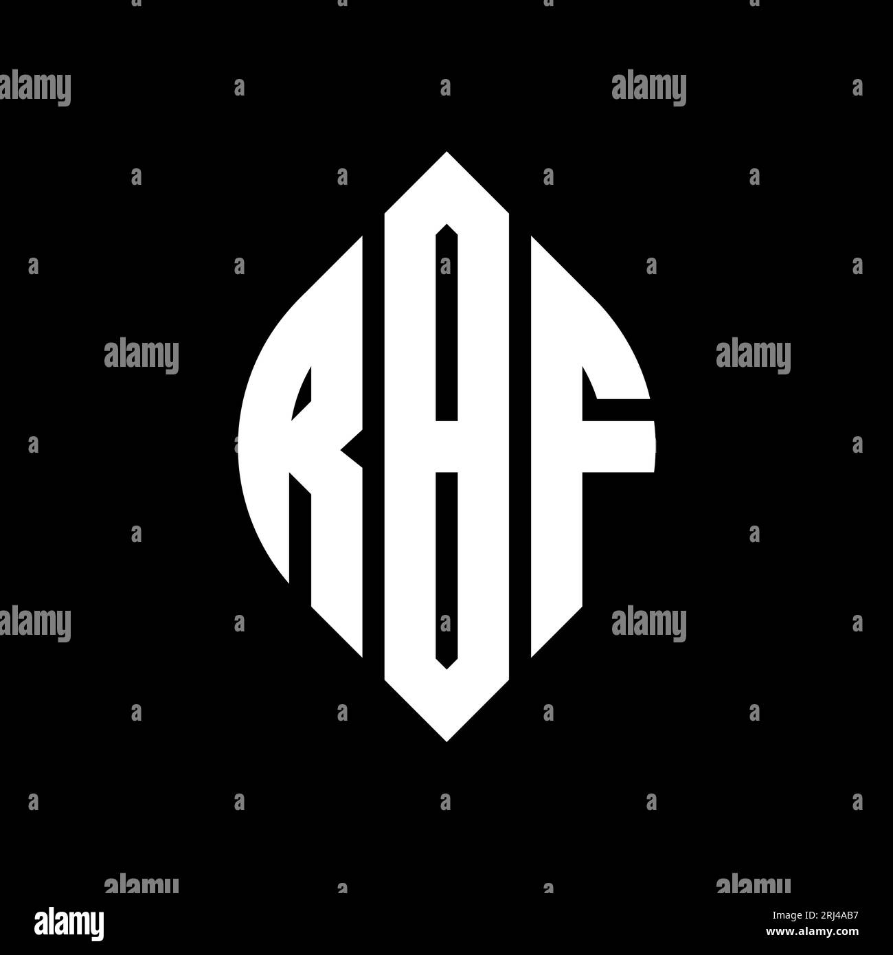 Logo de lettre circulaire RBF avec forme de cercle et d'ellipse. Lettres elliptiques RBF avec style typographique. Les trois initiales forment un logo circulaire. Ci RBF Illustration de Vecteur