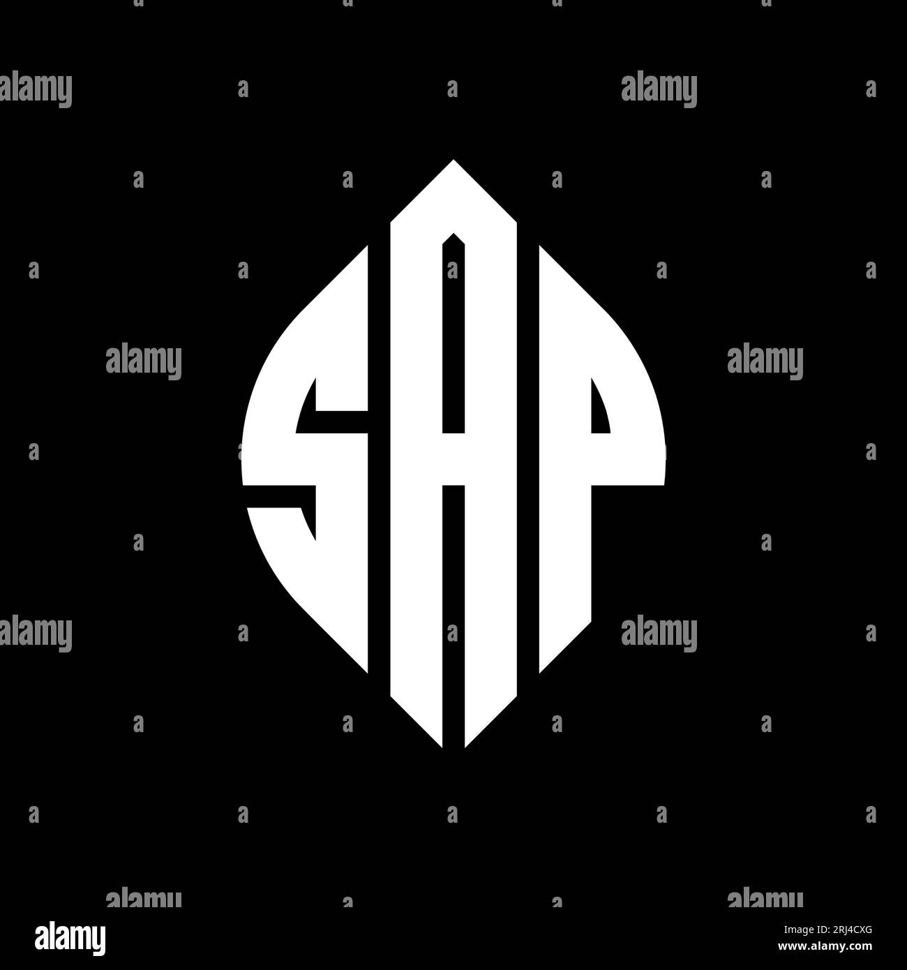 Logo de lettre cercle SAP avec forme de cercle et d'ellipse. Lettres elliptiques SAP avec style typographique. Les trois initiales forment un logo circulaire. Ci SAP Illustration de Vecteur