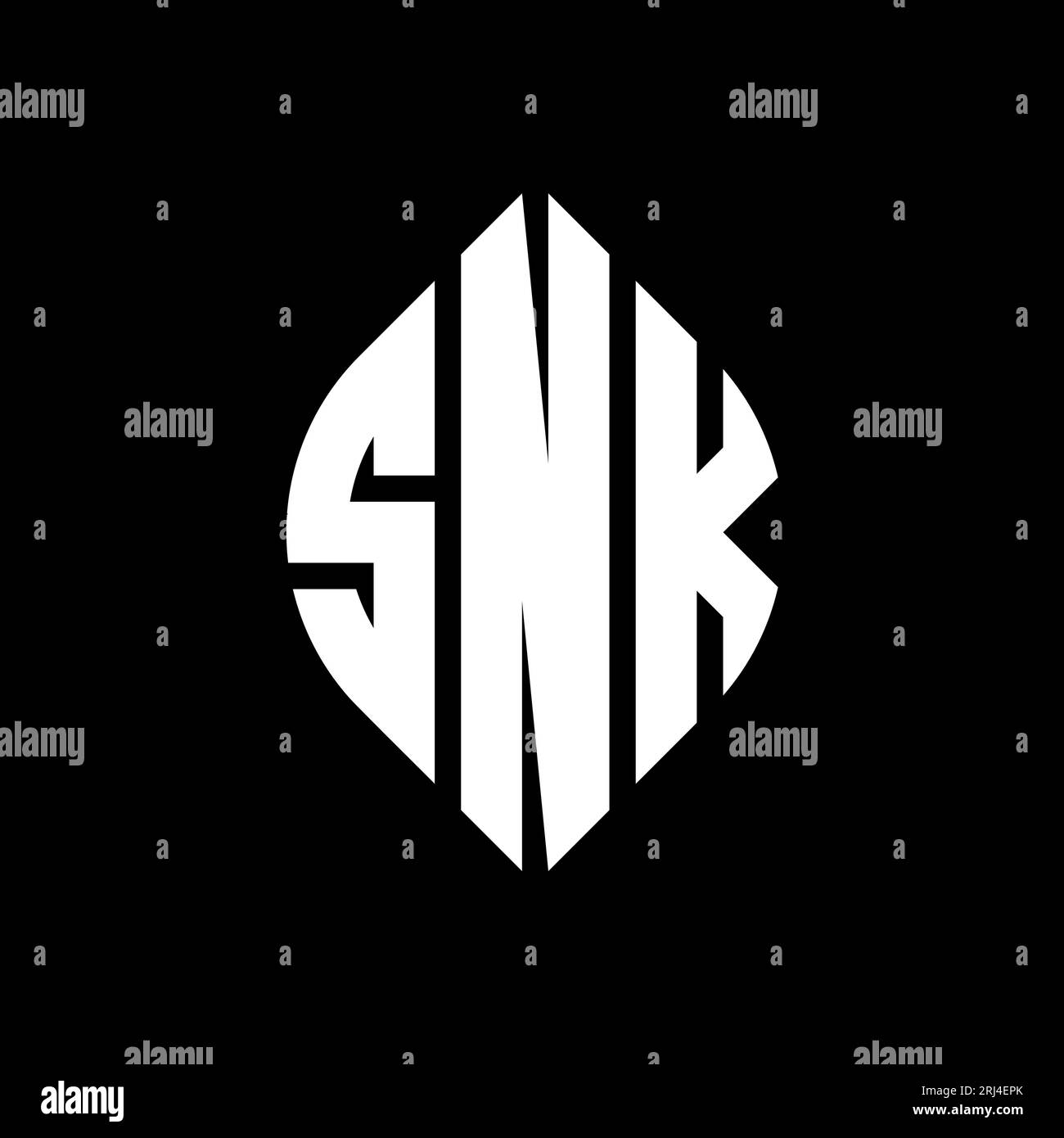 Logo de lettre cercle SNK avec forme de cercle et d'ellipse. Lettres elliptiques SNK avec style typographique. Les trois initiales forment un logo circulaire. SNK ci Illustration de Vecteur