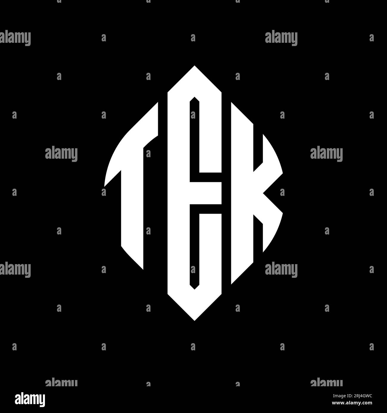 Conception de logo de lettre de cercle de TEK avec forme de cercle et d'ellipse. Lettres elliptiques TEK avec style typographique. Les trois initiales forment un logo circulaire. TEK ci Illustration de Vecteur