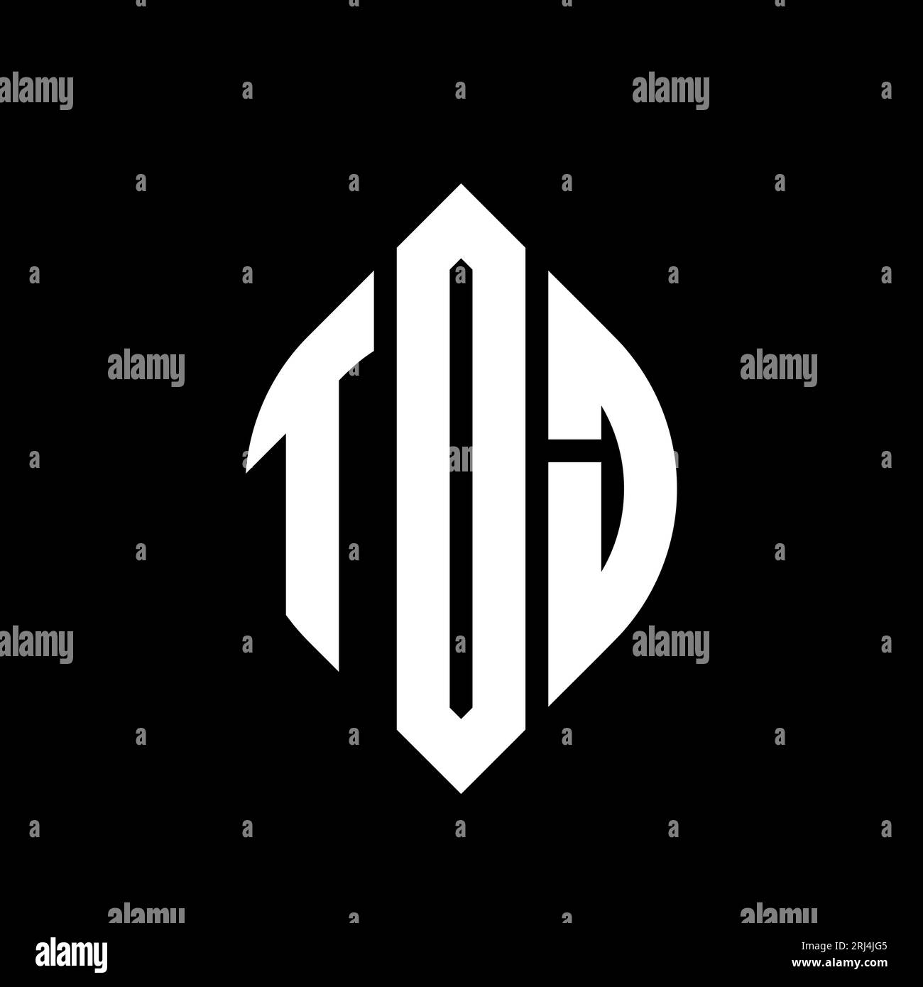 Logo de lettre cercle TOJ avec forme de cercle et ellipse. Lettres elliptiques TOJ avec style typographique. Les trois initiales forment un logo circulaire. Ci de TOJ Illustration de Vecteur