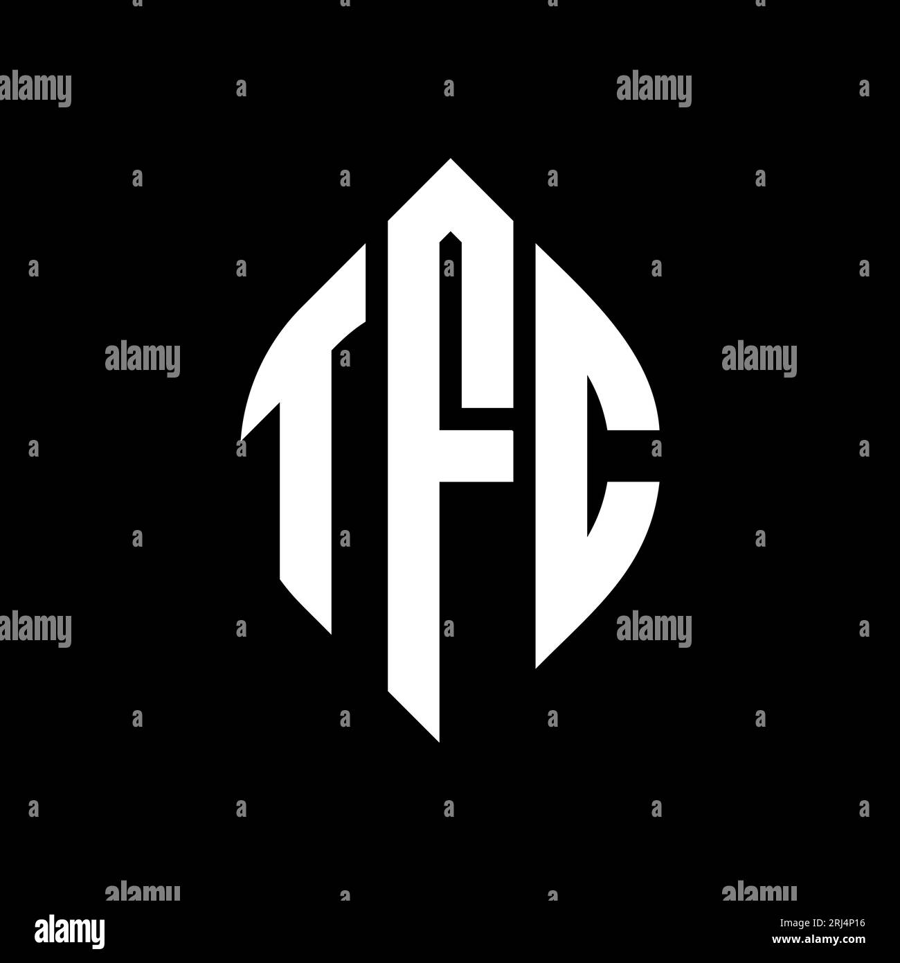 Logo de lettre circulaire TFC avec forme de cercle et d'ellipse. Lettres elliptiques TFC avec style typographique. Les trois initiales forment un logo circulaire. Ci TFC Illustration de Vecteur