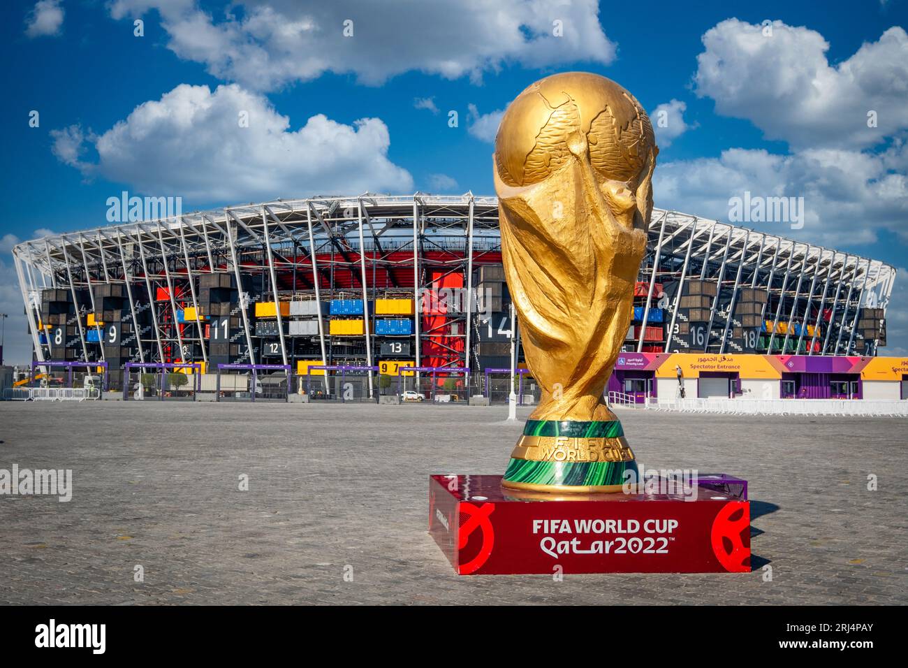 Une photo remarquable montre l'emblématique stade de football 974 à Doha lors de la coupe du monde FIFA 2022 au Qatar. Cette magnifique arène, un témoignage de l'innovation Banque D'Images