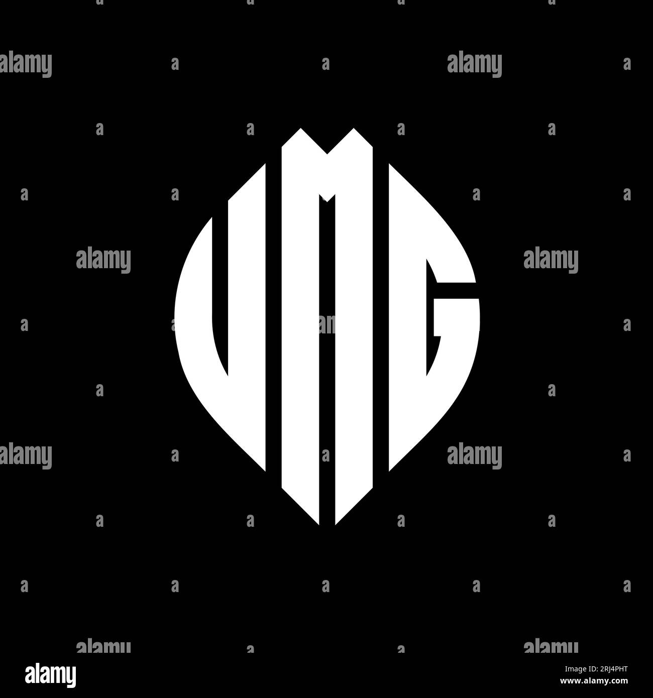 Logo de lettre cercle UMG avec forme de cercle et d'ellipse. Lettres elliptiques UMG avec style typographique. Les trois initiales forment un logo circulaire. Ci UMG Illustration de Vecteur