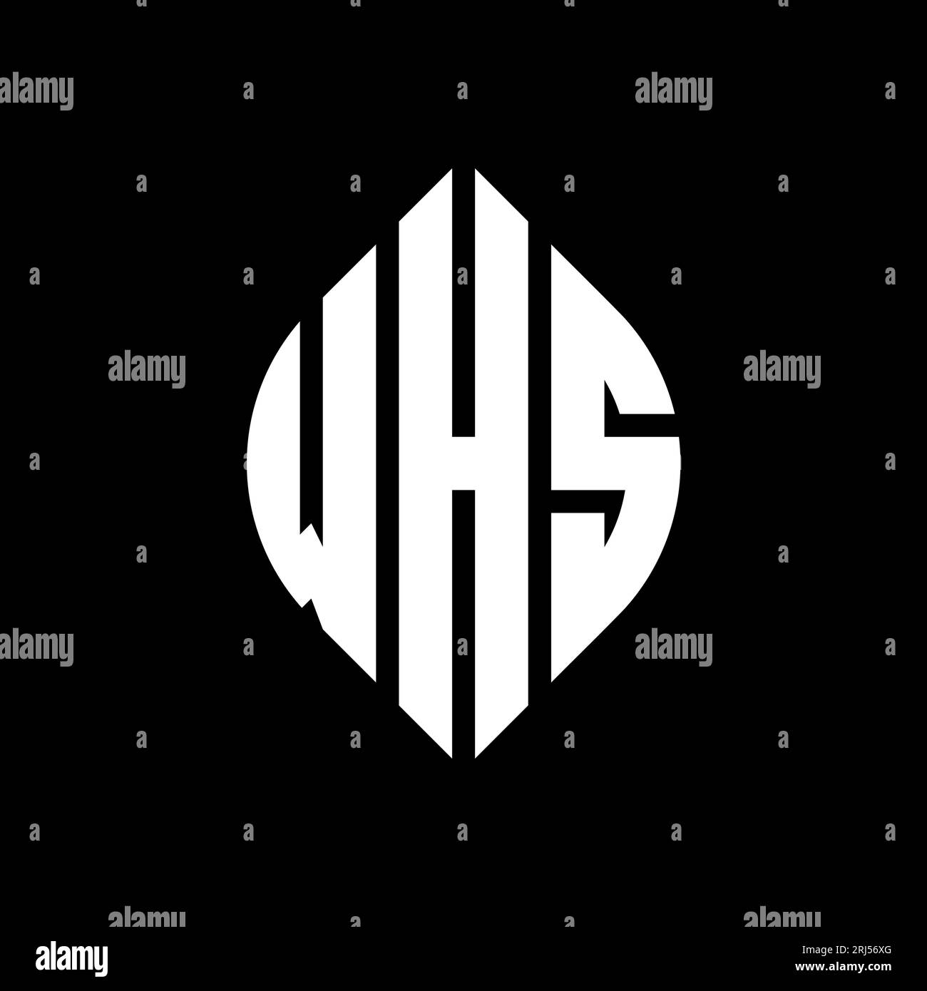 Logo de lettre cercle WHS avec forme de cercle et d'ellipse. Lettres elliptiques WHS avec style typographique. Les trois initiales forment un logo circulaire. Ci WHS Illustration de Vecteur