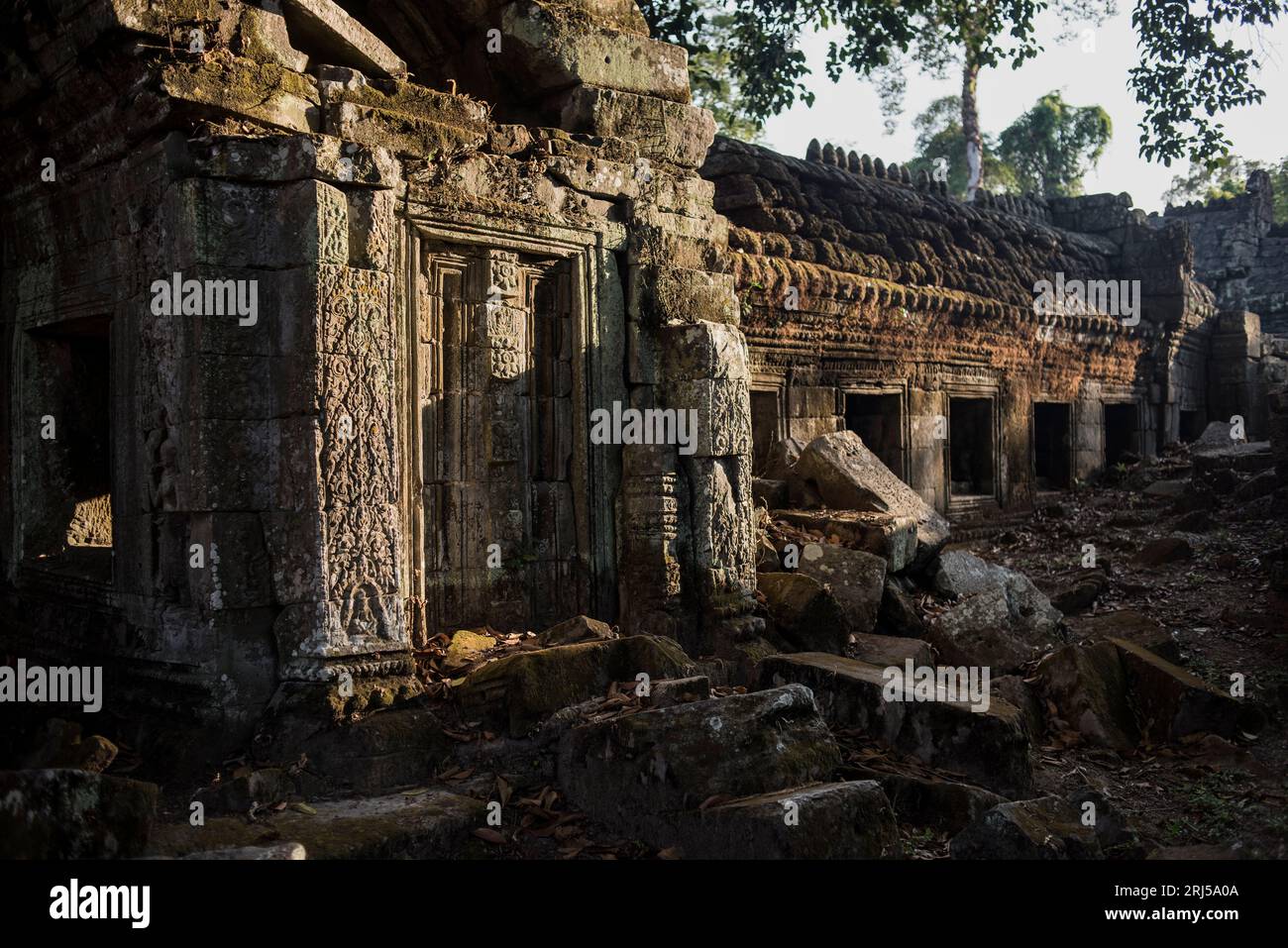 Temple de Preah Khan à Angkor Wat, site classé au Patrimoine Mondial de Siem Reap, Cambodge. Banque D'Images