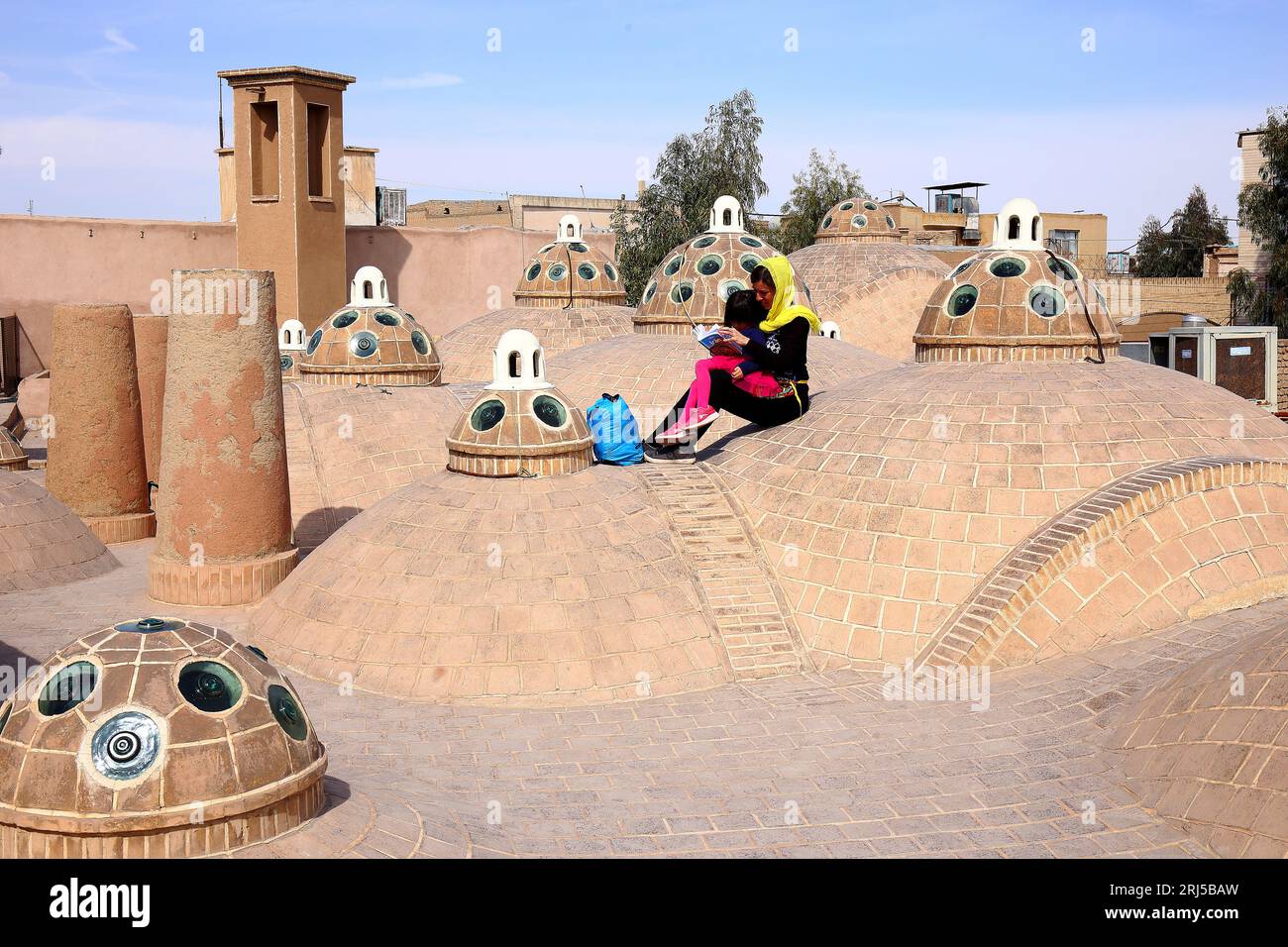 Iran Kasan, ville, hammam Sultan Mir Ahmad, (salle de bain), toit Banque D'Images