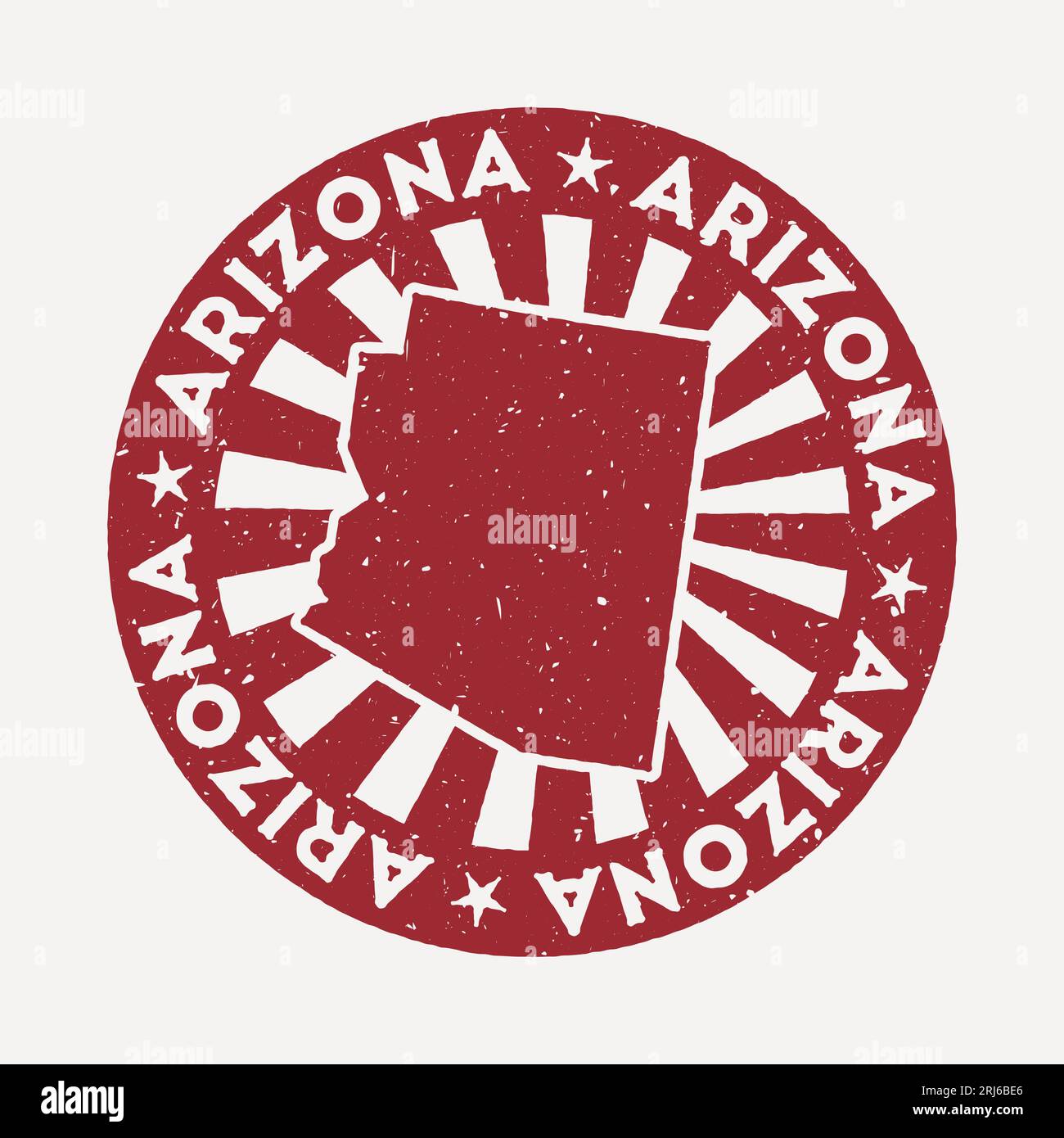 Timbre Arizona. Voyager tampon en caoutchouc rouge avec la carte de l'état américain, illustration vectorielle. Illustration de Vecteur