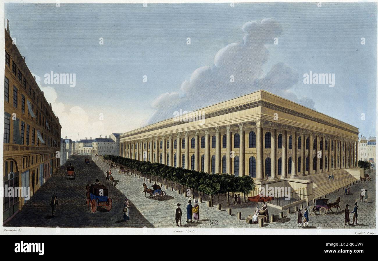 Vue de la nouvelle Bourse et du Tribunal de Commerce - dans 'Vues de Paris' par Courvoisier, 1827 Banque D'Images