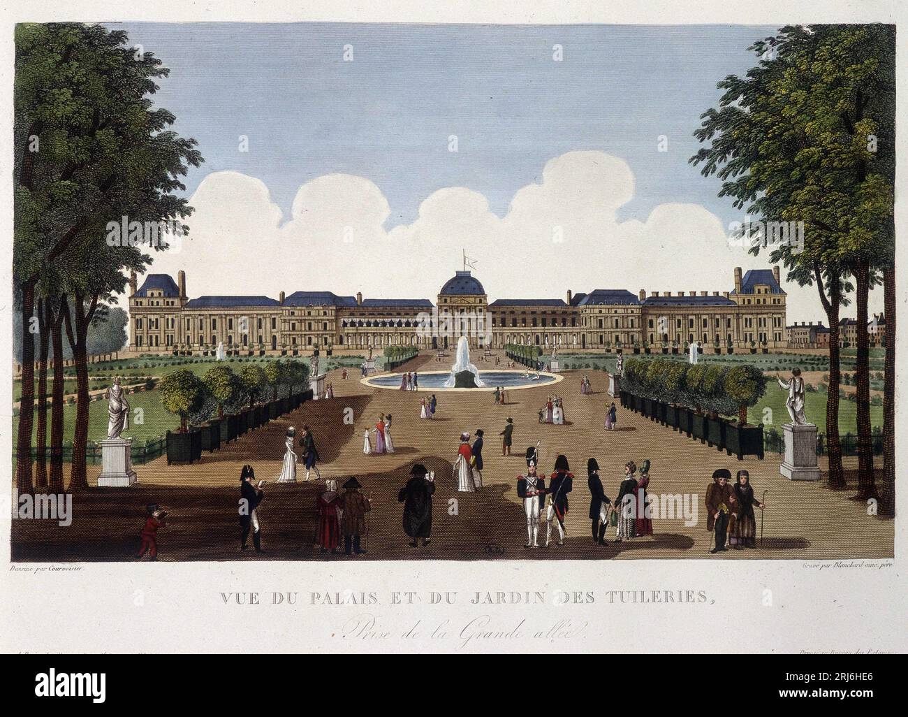 Vue du palais et du jardin des Tuileries - dans 'Vues de Paris' par Courvoisier, 1827 Banque D'Images