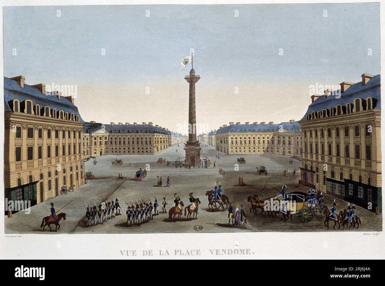 Place VendÙme - Paris par Courvoisier, 1827 Banque D'Images